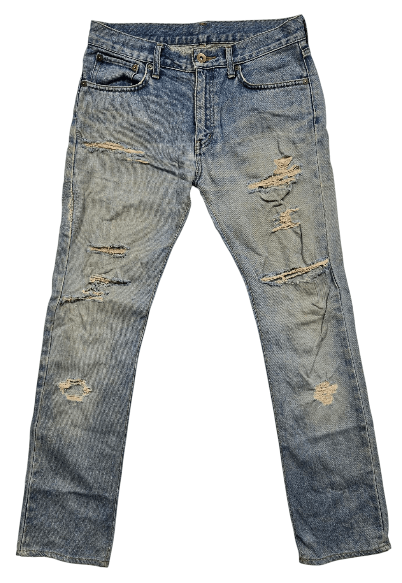 Vintage Vintage 00s Y2K Distressed Zig Zag Uniqlo Denim Jeans Size US 31 - 1 Thumbnail