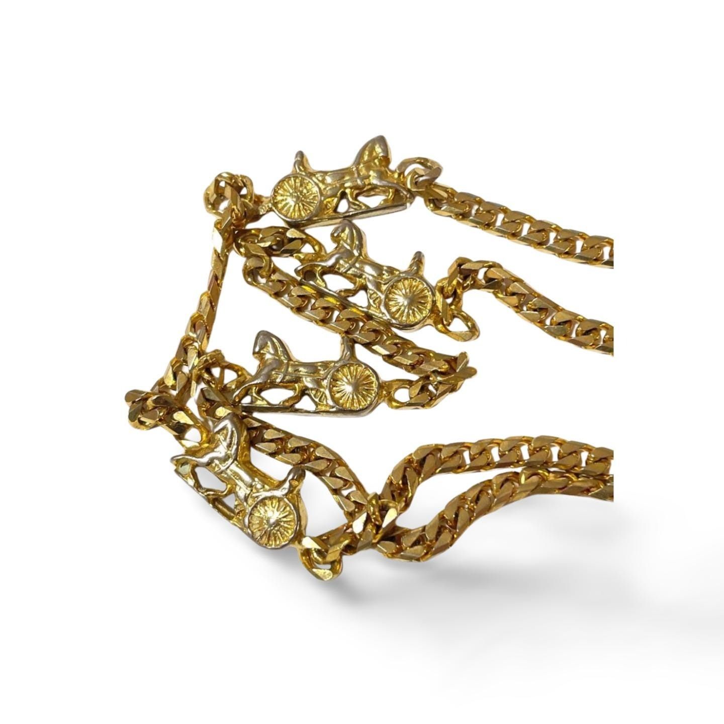 Celine Vintage Celine golden chain necklace with carriage charms. Size ONE SIZE - 2 Thumbnail