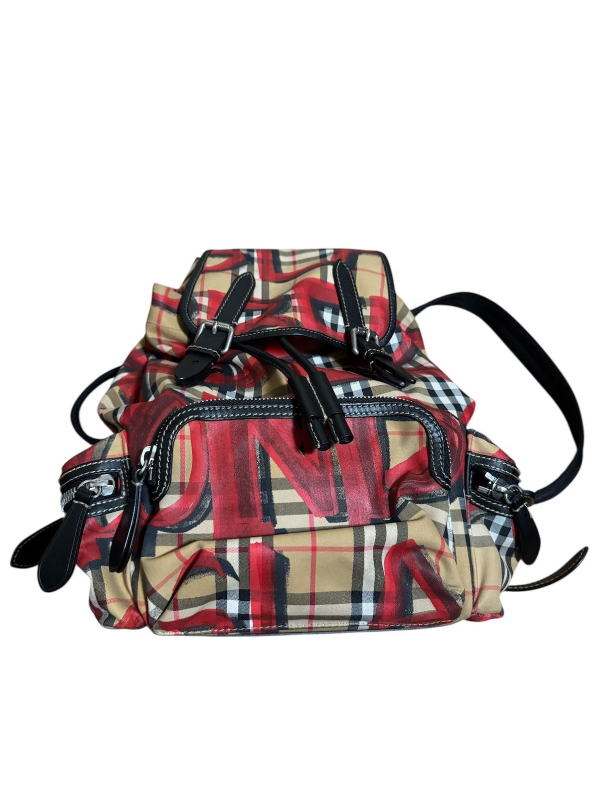 Burberry 🔥Rare Burberry Graffiti Nova Check Leather Canvas Backpack Size ONE SIZE - 6 Thumbnail