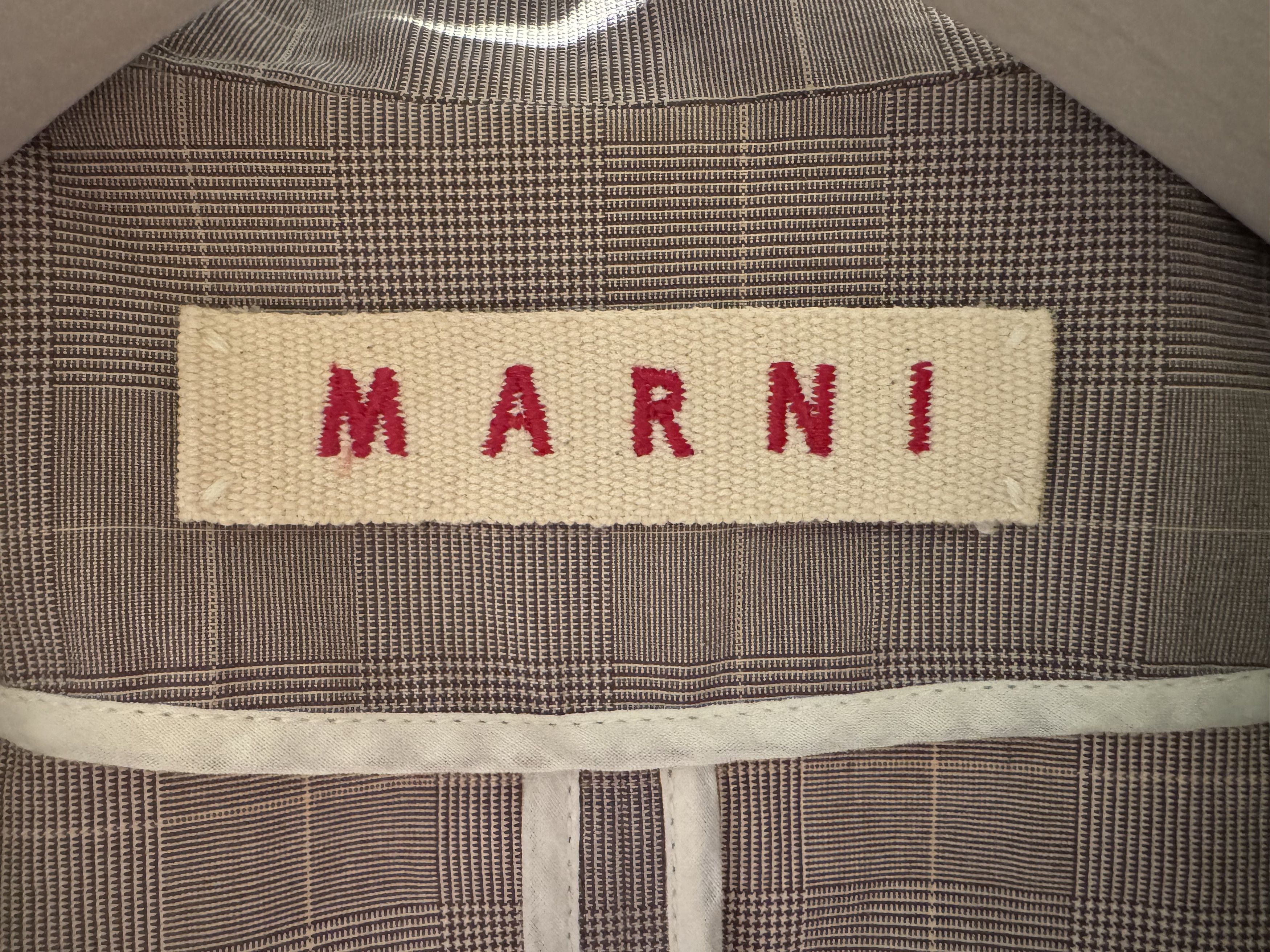 Marni Marni Glen Check Cotton Coat (Beige, Size 38) Size XS / US 0-2 / IT 36-38 - 3 Thumbnail