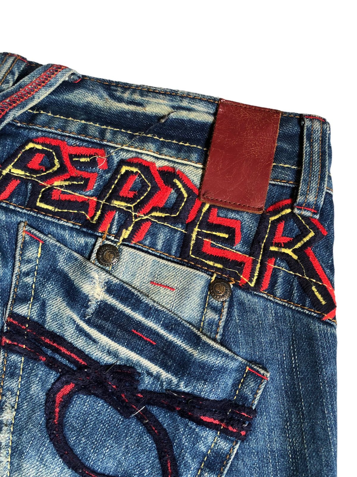 Japanese Brand Red Pepper wide leg flared blue wash denim pants Size US 32 / EU 48 - 12 Thumbnail