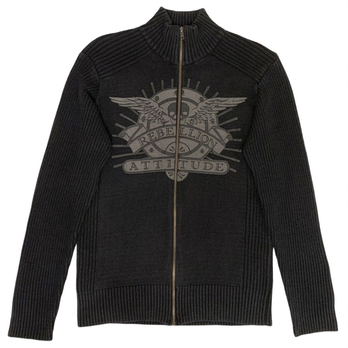Vintage archive grunge print zip sweater Size US L / EU 52-54 / 3 - 1 Thumbnail