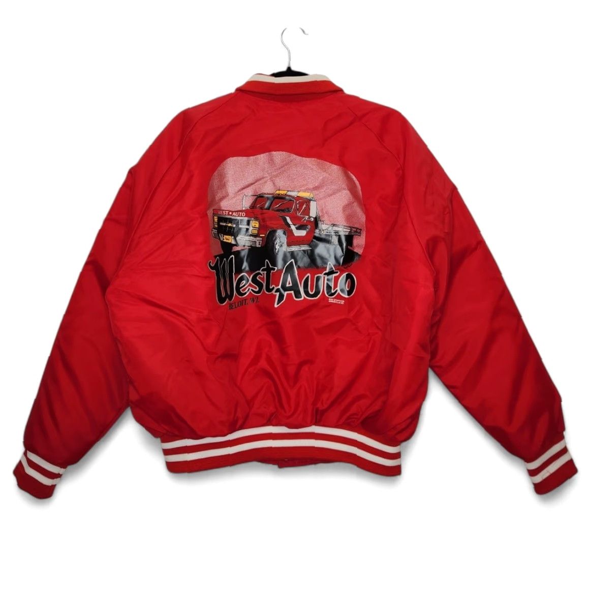 Vintage VINTAGE West Auto Beloit Wisconsin Chevy Chevrolet Satin Bomber Jacket Large Manufacturer Aristo Jac Red Unisex Adults Jacket Mens Size US L / EU 52-54 / 3 - 2 Thumbnail