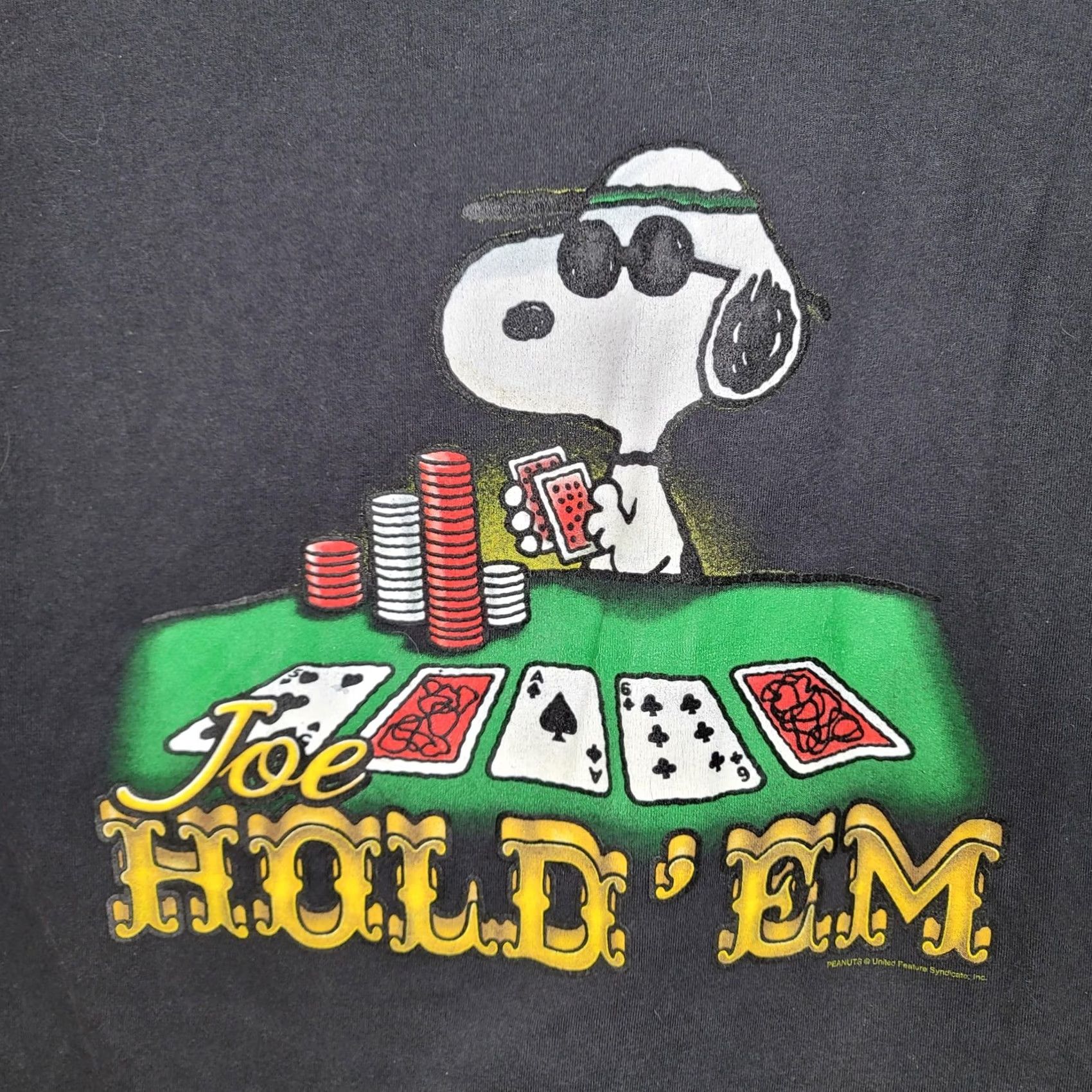 Peanuts Peanuts T-Shirt Snoopy Joe Hold Em Poker Texas Hold Em Cartoon Graphic Black XL Men Short Sleeve Crew Neck Shirt Size US XL / EU 56 / 4 - 3 Thumbnail
