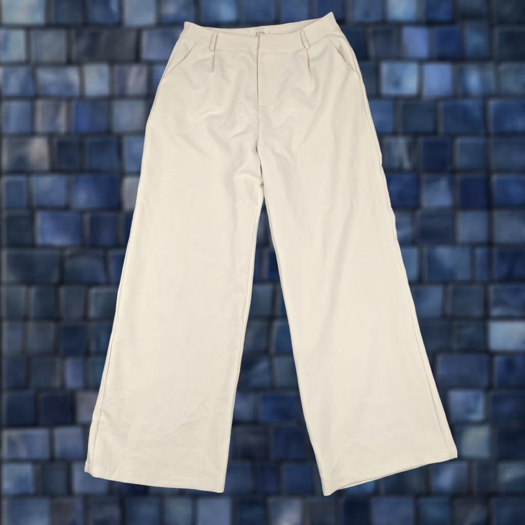 Vintage DISSH Pants Womens 10 Beige Twill Wide Leg Pleated Stretch Lined Dress Career Size 32" / US 10 / IT 46 - 1 Thumbnail