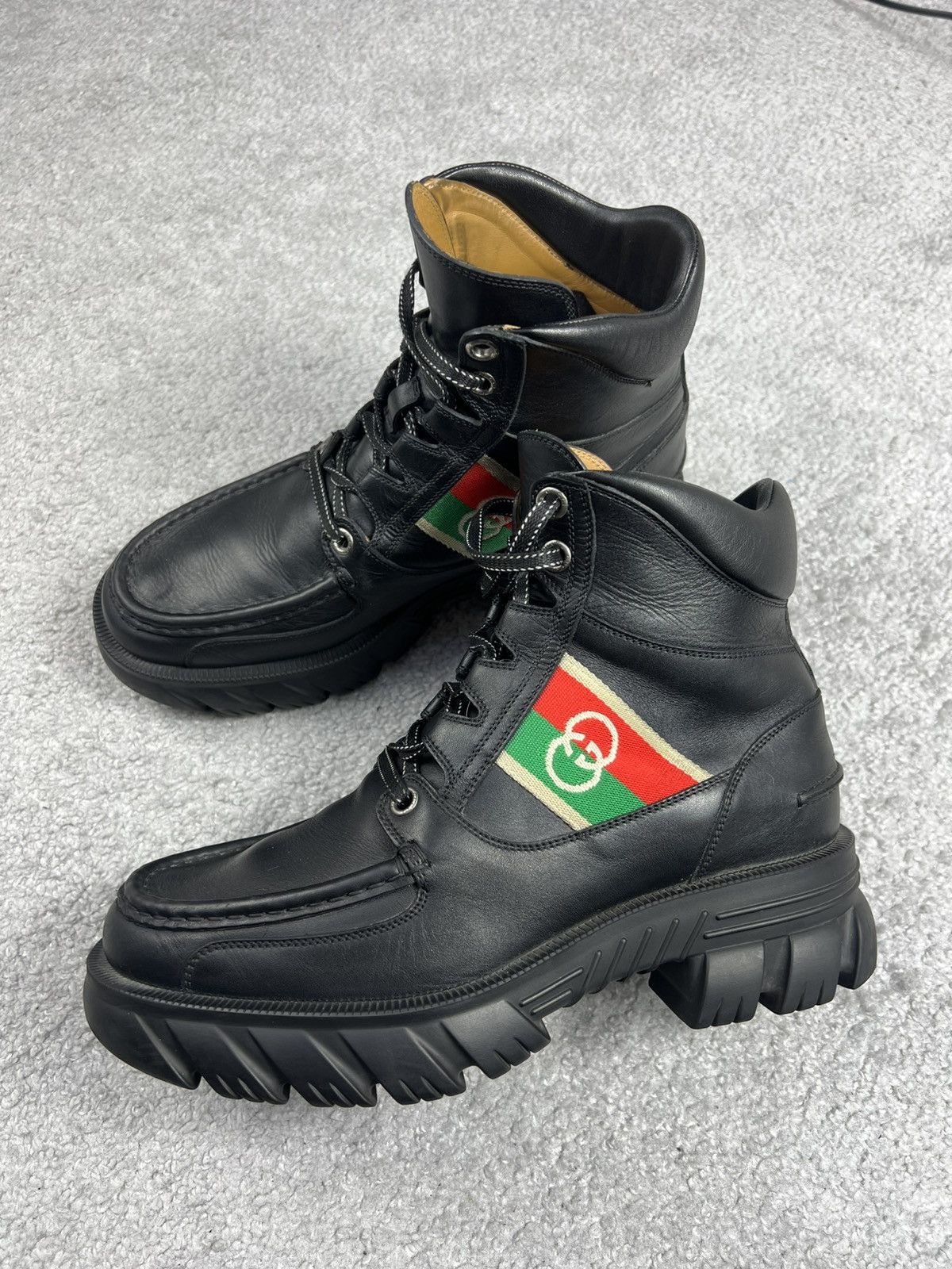 Gucci Gucci Black Leather “Interlocking G” Platform Ankle Boots Size US 7 / EU 40 - 2 Thumbnail