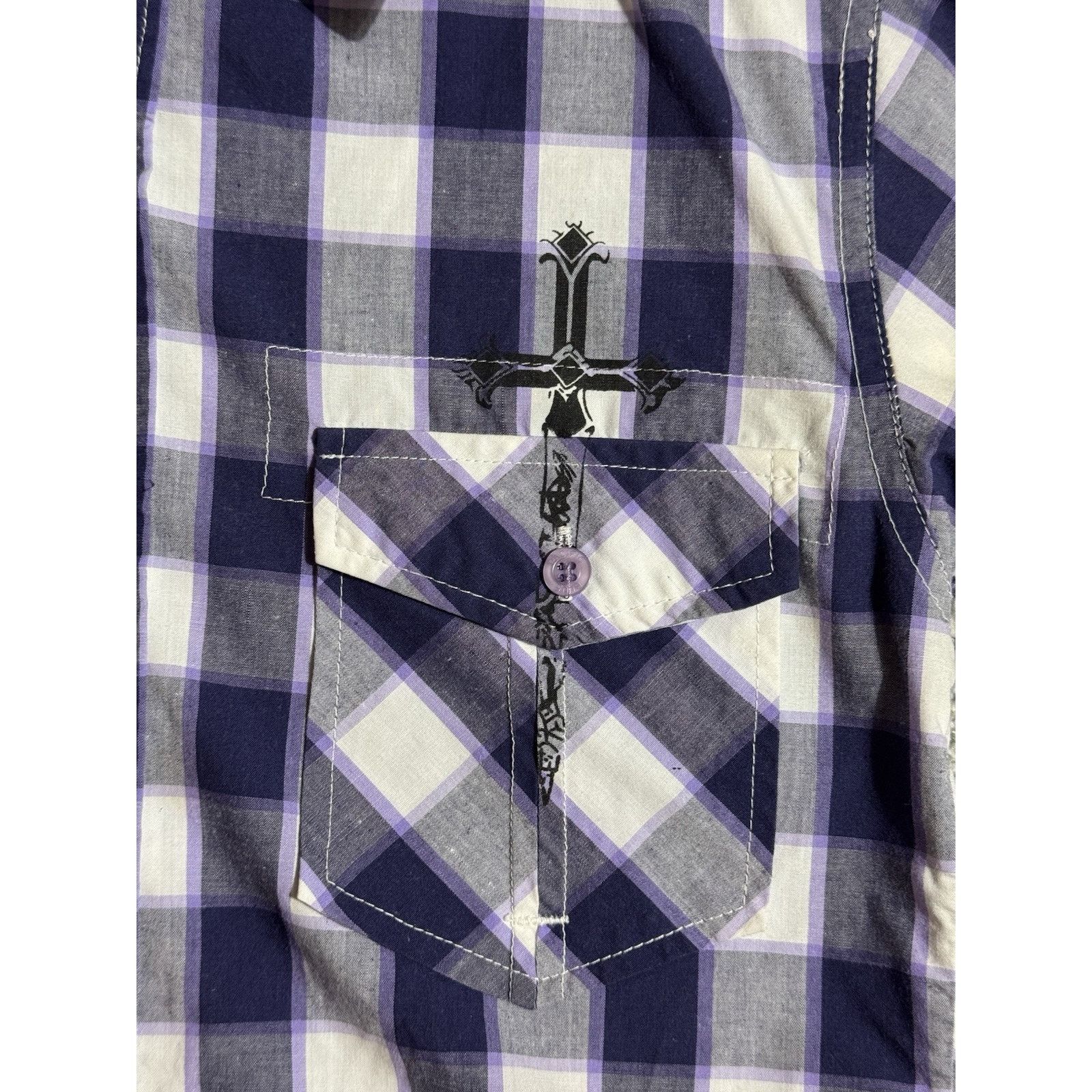 Other Pacific Blue Button Up Shirt Womens XL Western Plaid Rocker Size XL / US 12-14 / IT 48-50 - 7 Thumbnail