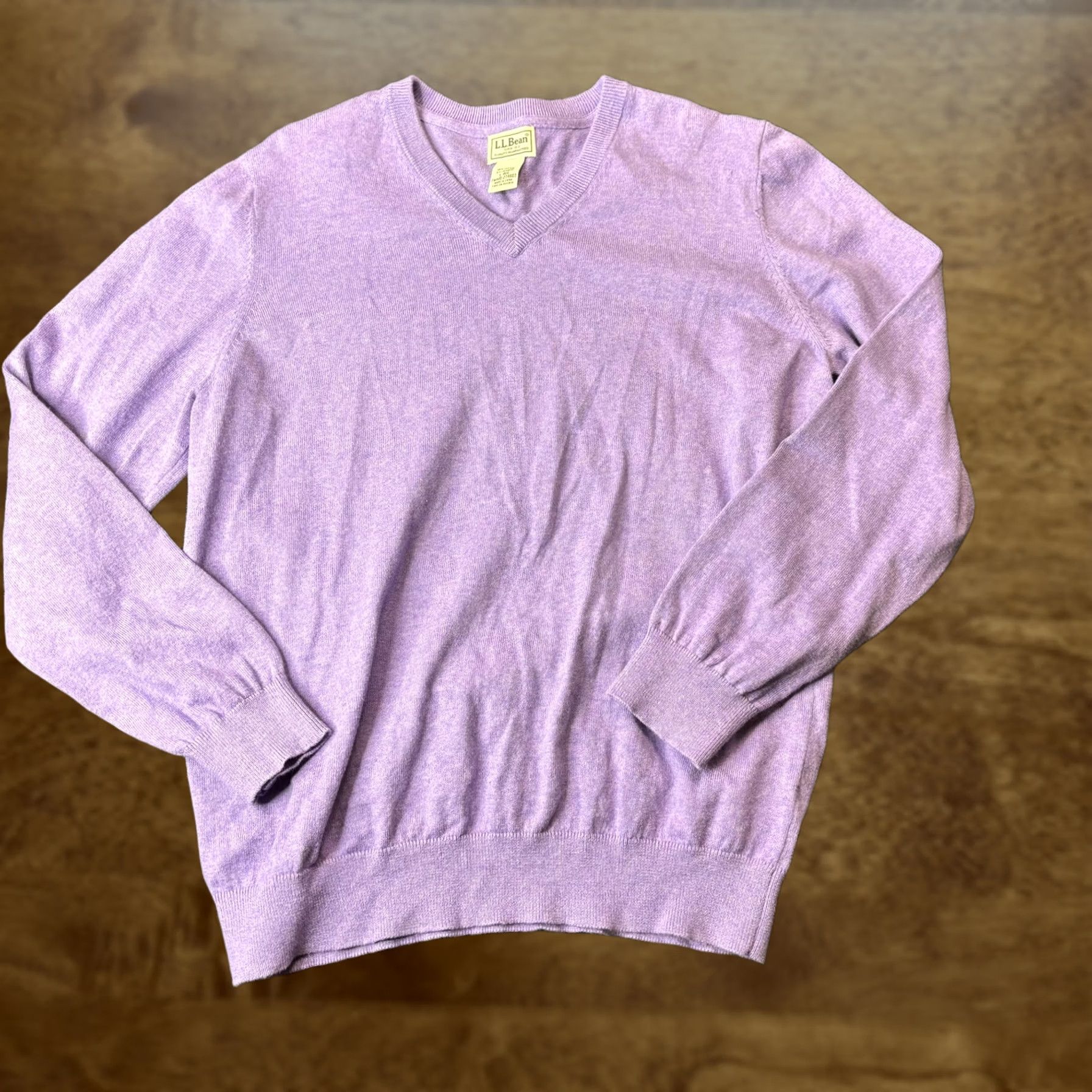 Vintage L.L. Bean Womens Large Light Purple V-Neck Knit Long Sleeve Pullover Sweater Size L / US 10 / IT 46 - 1 Thumbnail