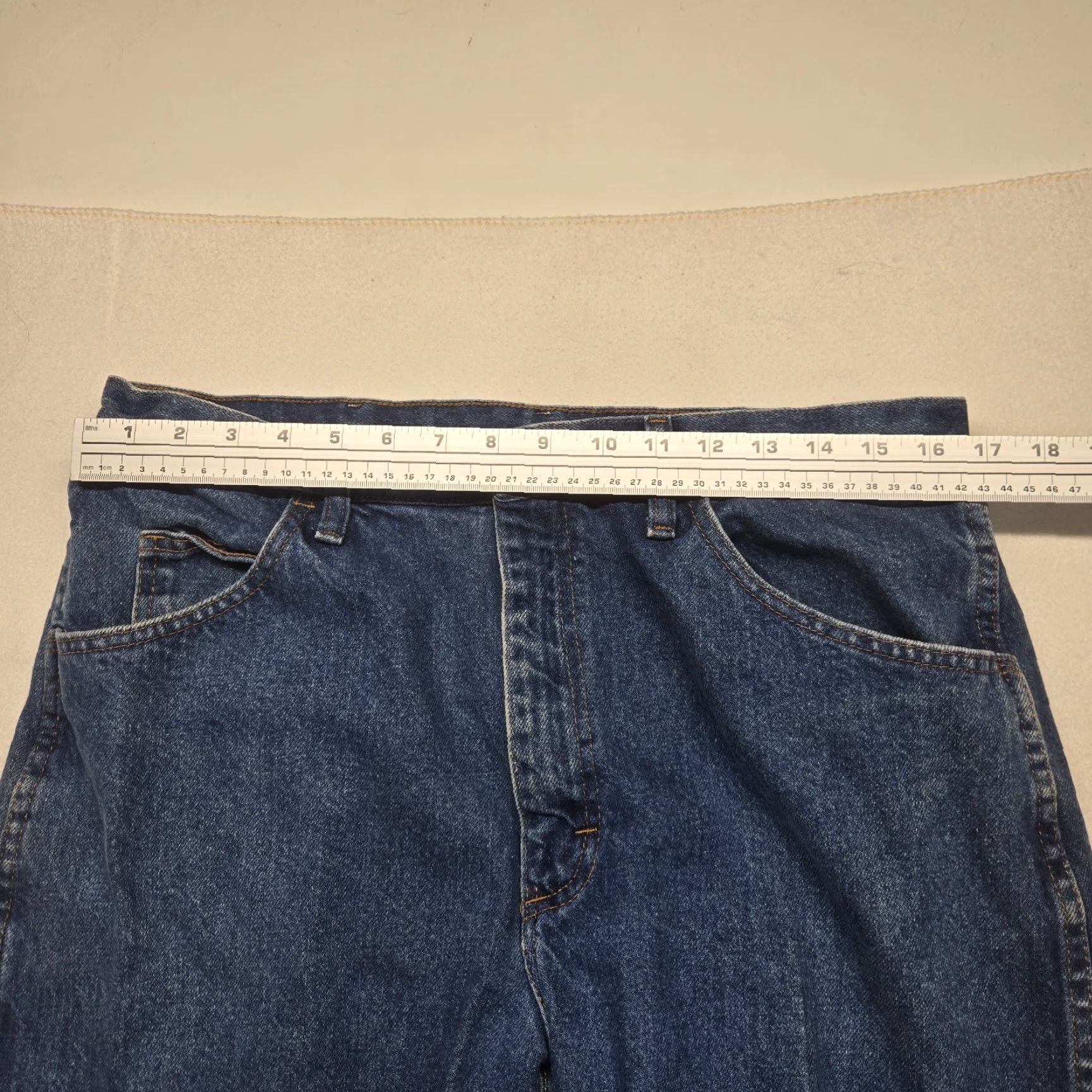 Vintage Rustler Jeans - Denim Regular Fit Zip Up Straight Leg 36x30 Kid/Adult? Actually Adult Men's Regular - Blue 36 x 30 - Cowboy Western Pants Size US 36 / EU 52 - 5 Thumbnail