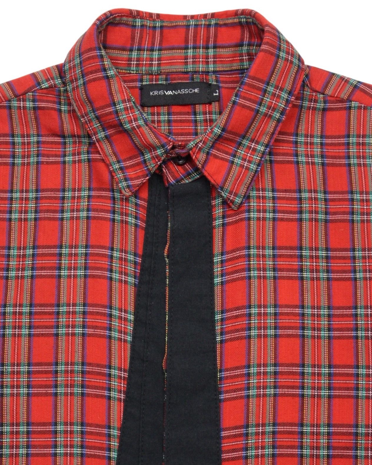 Kris Van Assche 2000S KRIS VAN ASSCHE TARTAN SHIRT WITH FAUX TIE DETAIL Size US L / EU 52-54 / 3 - 3 Thumbnail