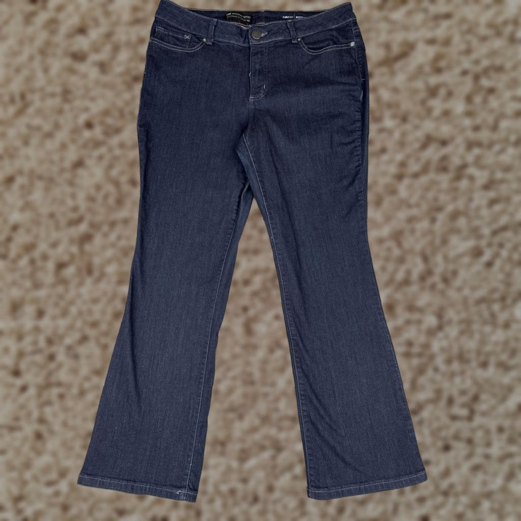 Lee Lee Modern Series Jeans Womens Bootcut Regular 16 Blue Dark Wash Mid Rise Stretch 34x30 Size 38" / US 16 / IT 52 - 1 Thumbnail