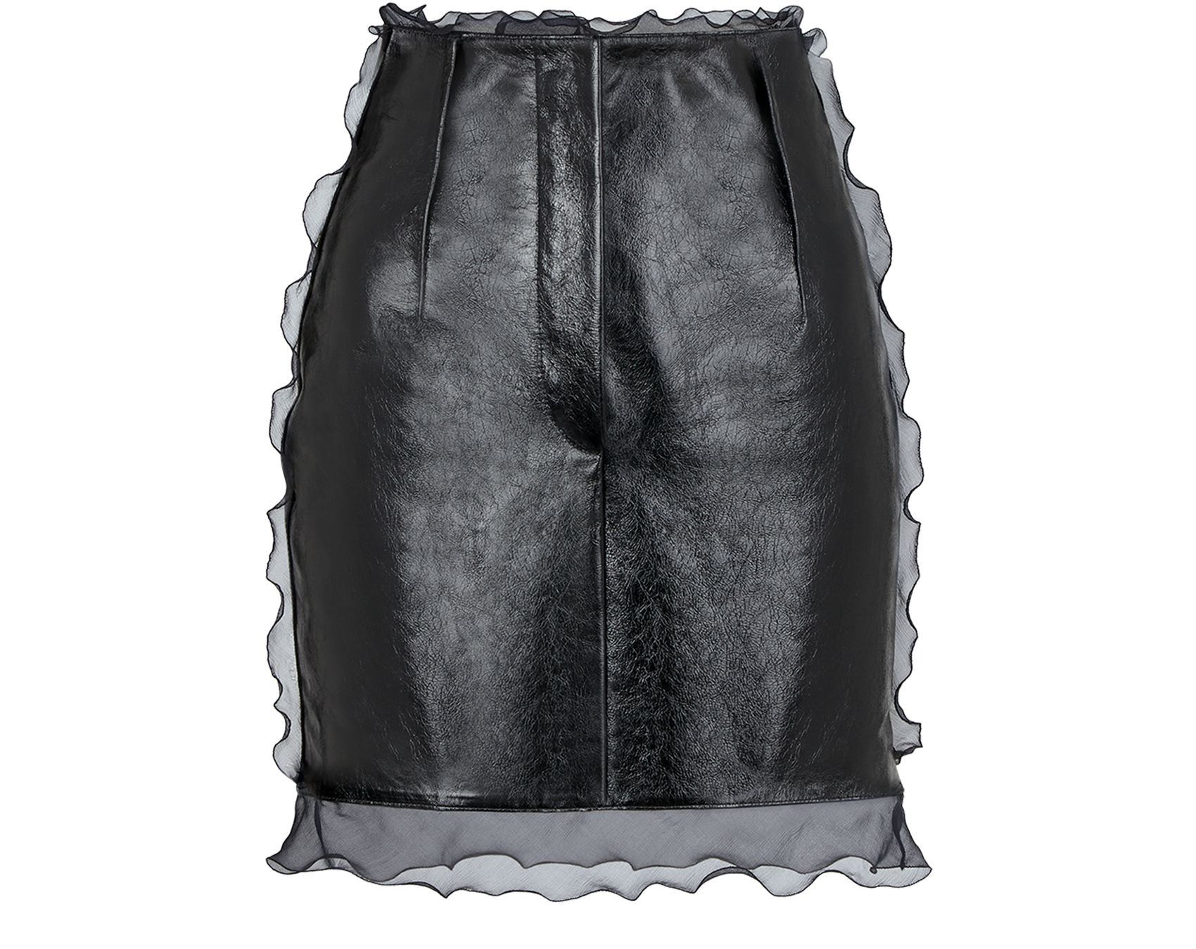 Fendi o1loc1c1024 FPD945 Leather Mini Skirt in Black Size 38" / US 16 / IT 52 - 1 Thumbnail