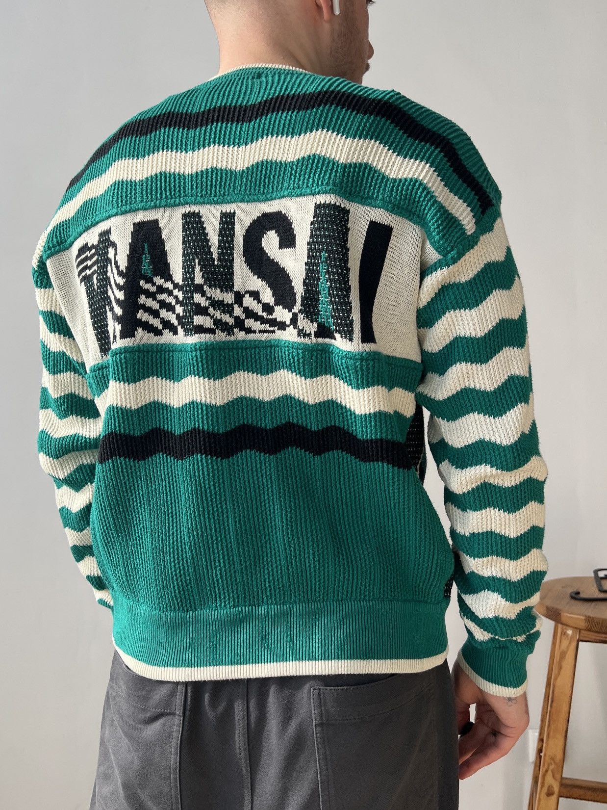 Kansai Yamamoto Vintage Rare Kansai Yamamoto Cotton Green White Sweater M Size US M / EU 48-50 / 2 - 2 Thumbnail