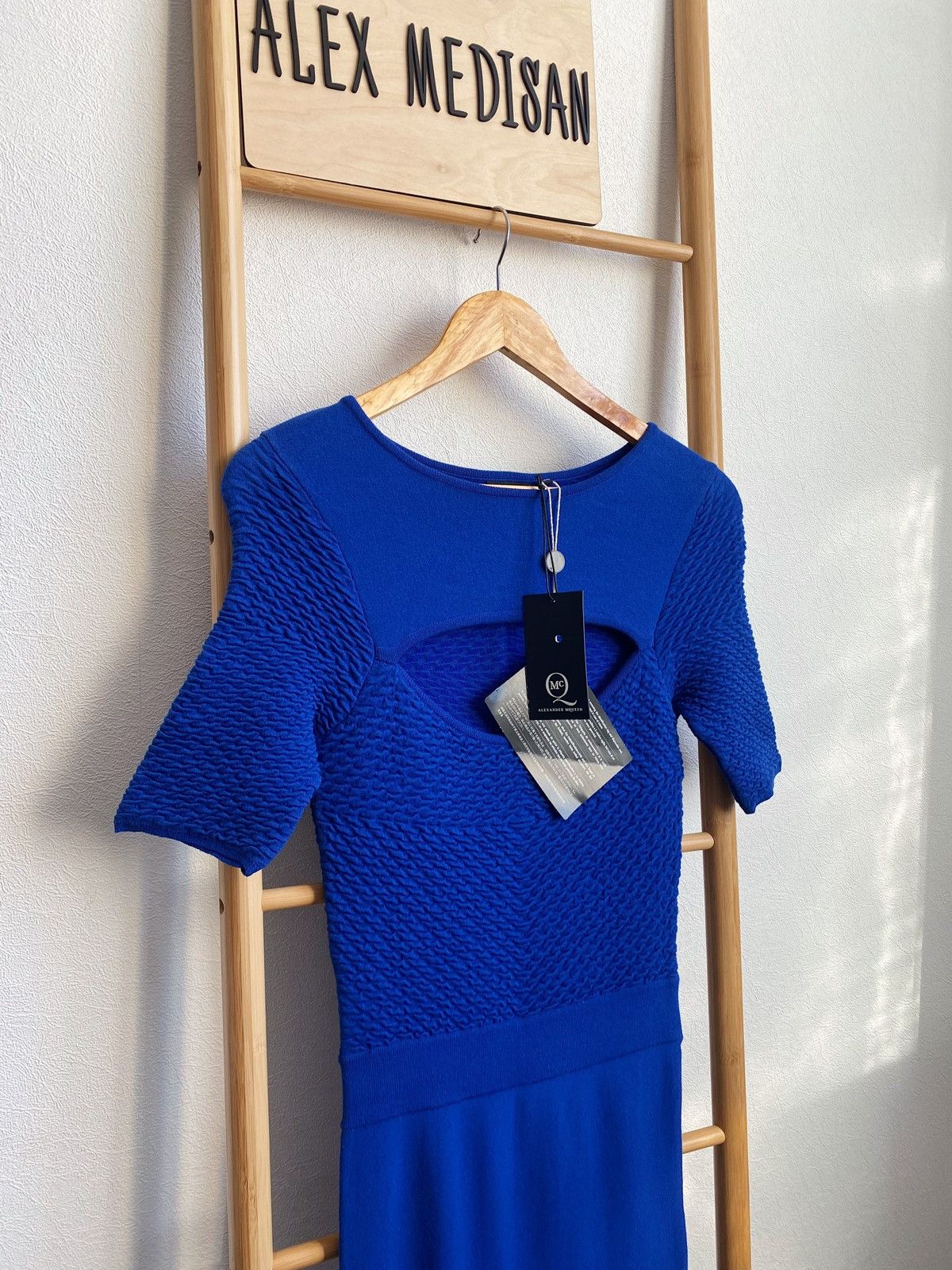 Alexander McQueen Alexander McQueen Auth 38 IT Midi Blue Knit Cotton Dress Size XS / US 0-2 / IT 36-38 - 7 Thumbnail