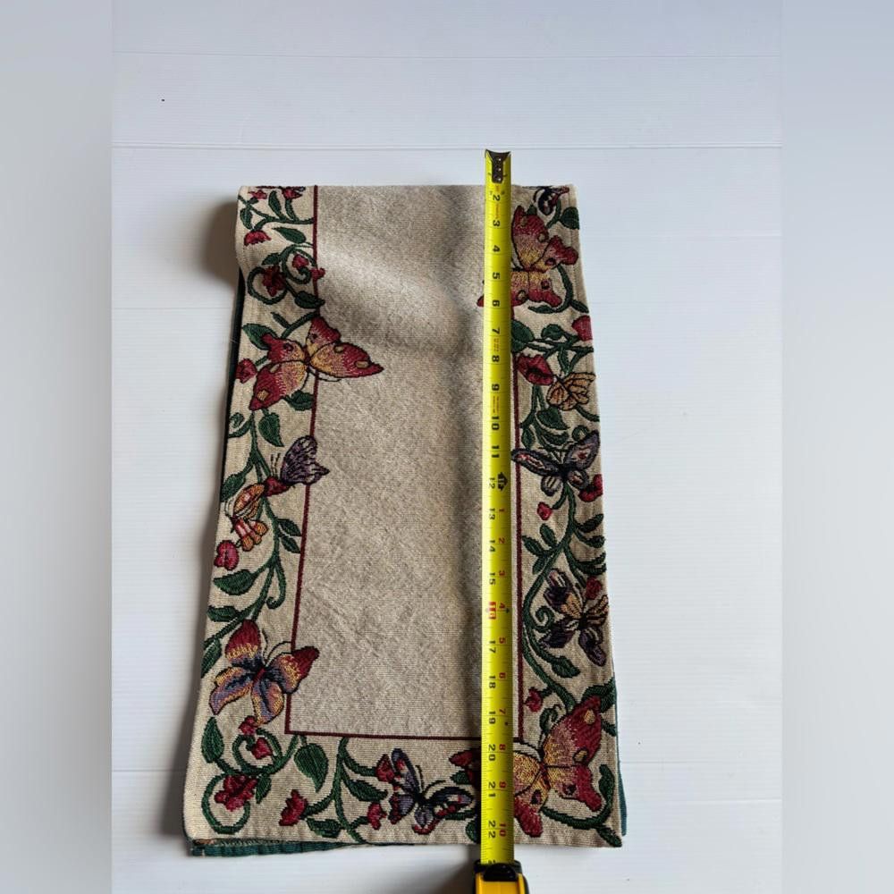 Designer Antique Needlepoint Butterfly Table Runner Size ONE SIZE - 3 Thumbnail
