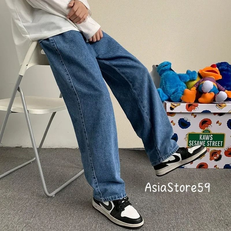 Y2k simple casual loose straight jeans for men