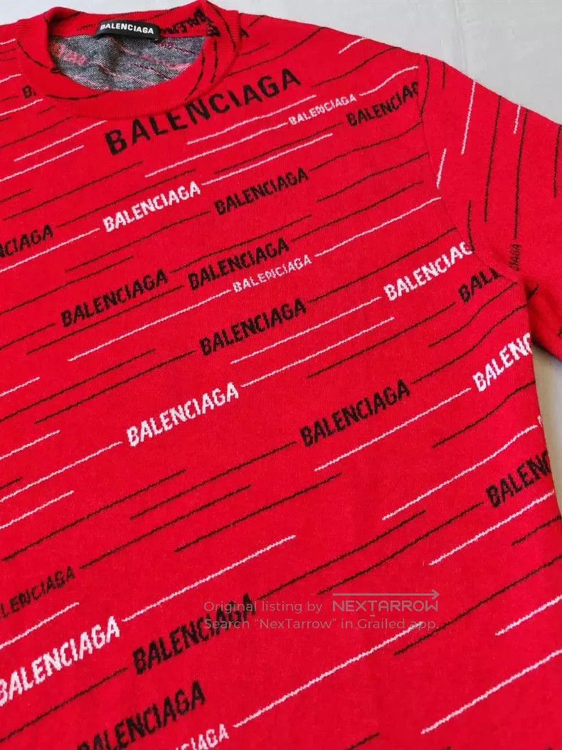 Balenciaga Balenciaga Logo Print Red Wool Sweater. Size US S / EU 44-46 / 1 - 6 Thumbnail
