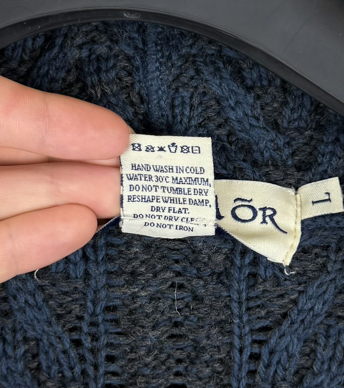 Loro Piana Aran Mor Herringbone Shawl Hood Cardigan Sweater Blue Wool Size L / US 10 / IT 46 - 6 Thumbnail