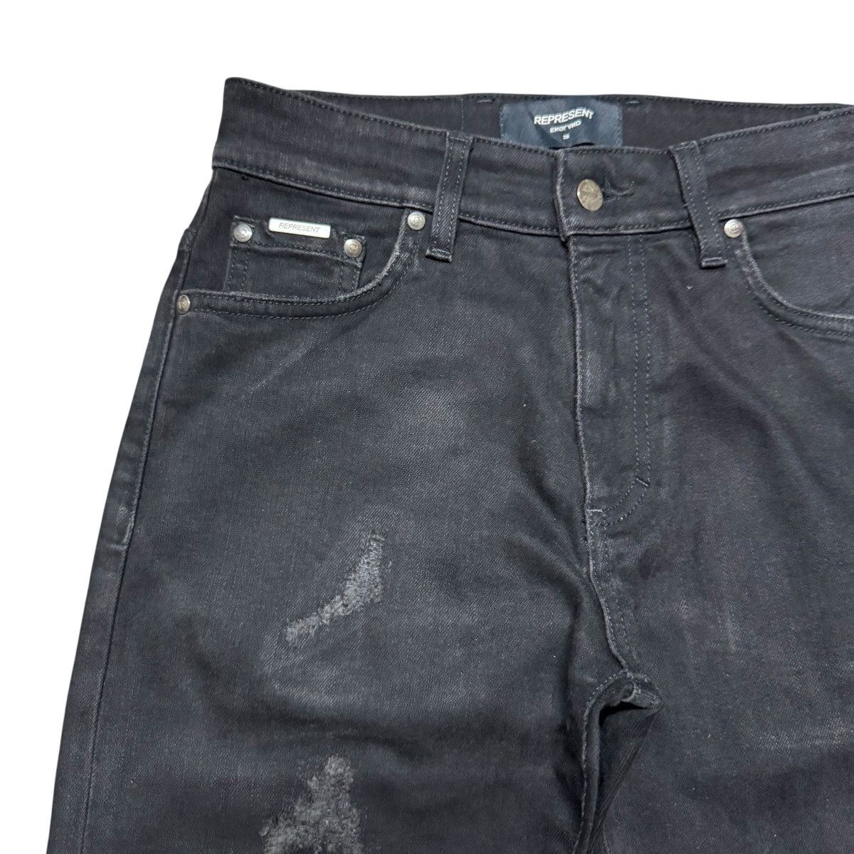 Represent Clo. Represent Jet Black Repairer Denim Jeans Size US 28 / EU 44 - 4 Thumbnail