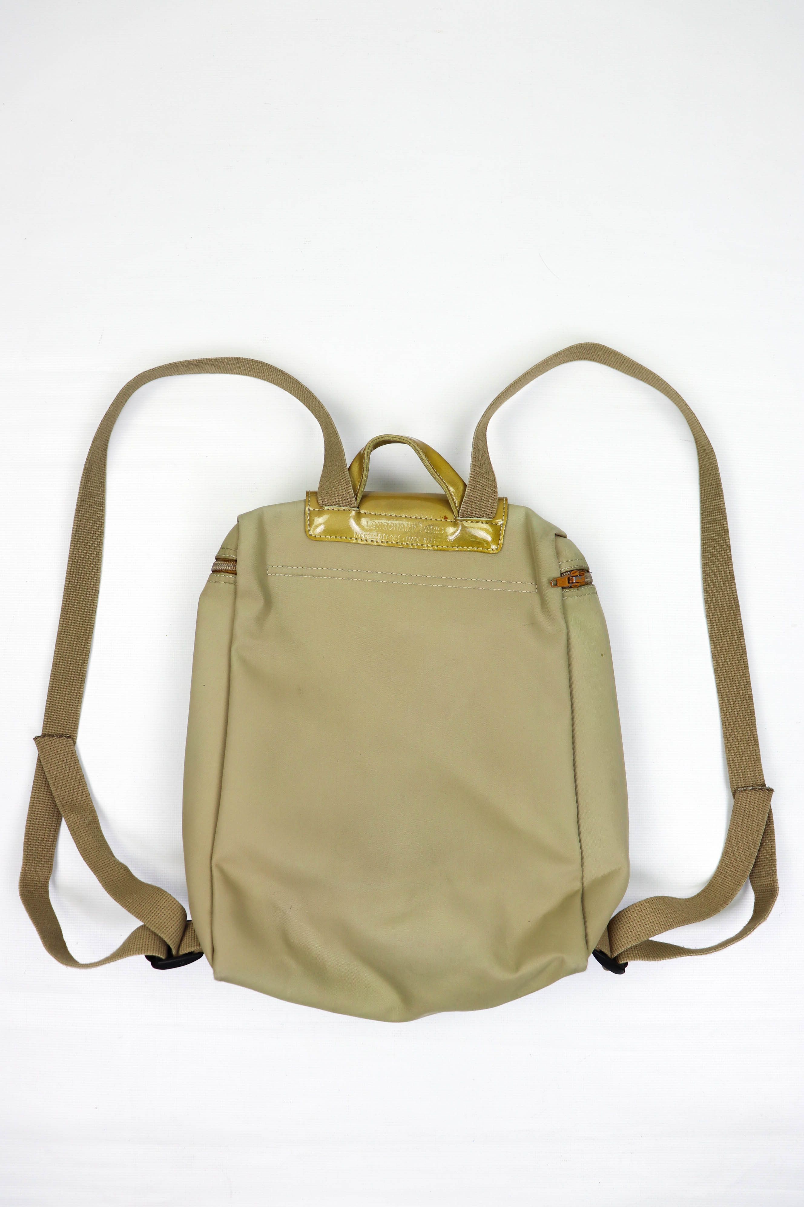 Longchamp Longchamp Paris Vintage 90s Beige Nylon Small Backpack Bag Size ONE SIZE - 3 Thumbnail