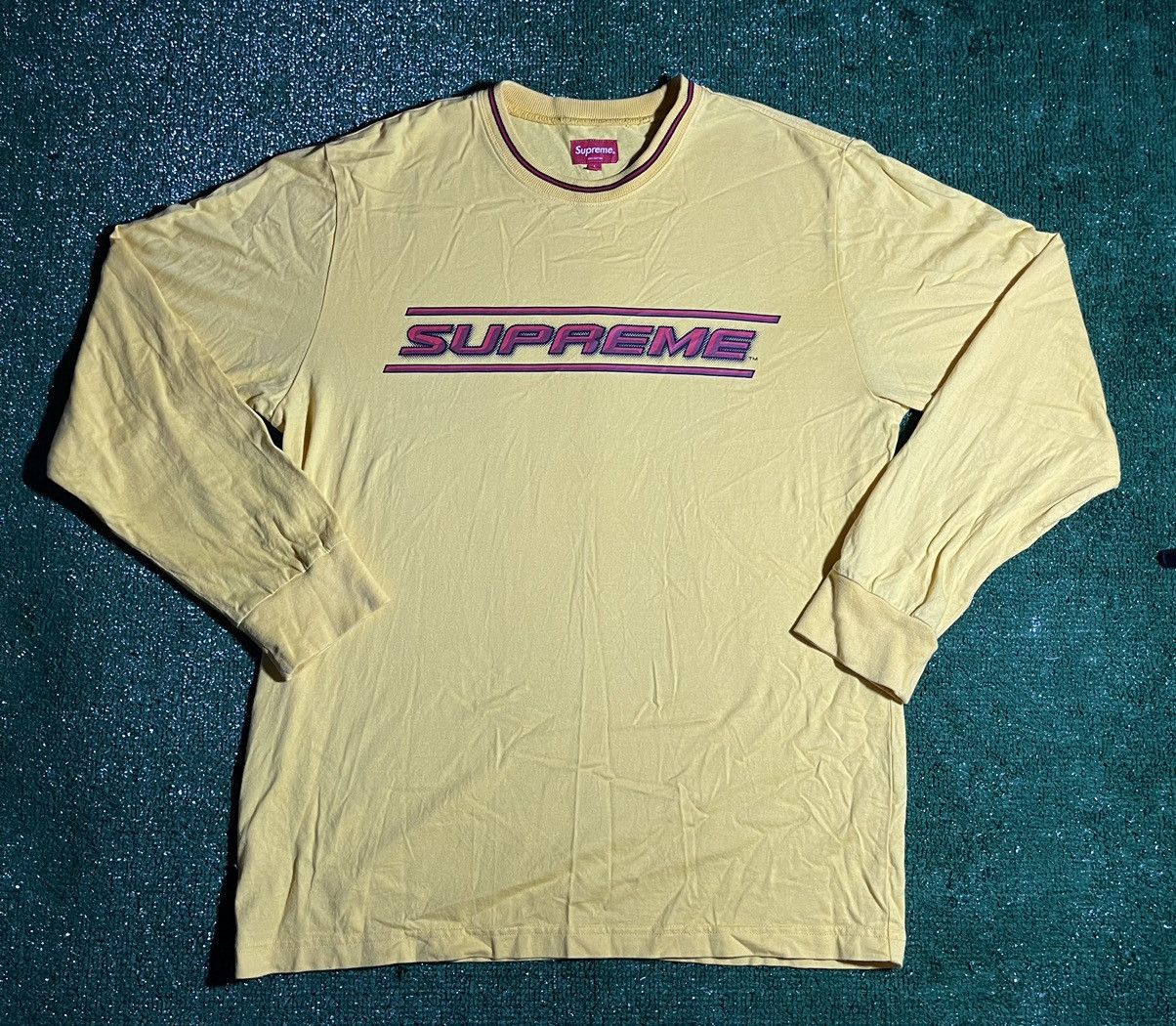 Supreme Supreme Long Sleeve Red Logo Yellow T-shirt | Grailed