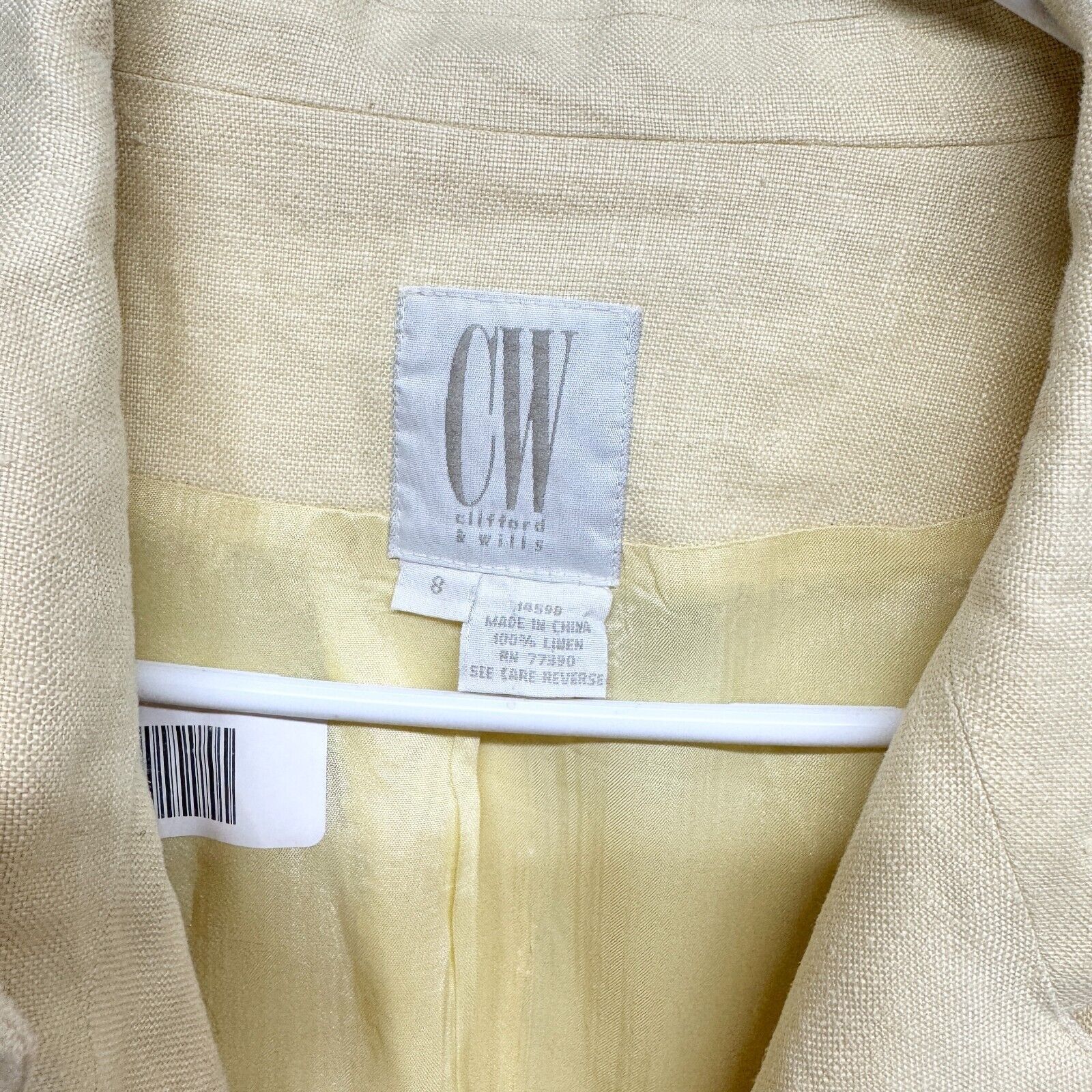 Vintage Clifford & Willis Suit Jacket 8 Yellow Single Breasted Linen Size M / US 6-8 / IT 42-44 - 2 Thumbnail