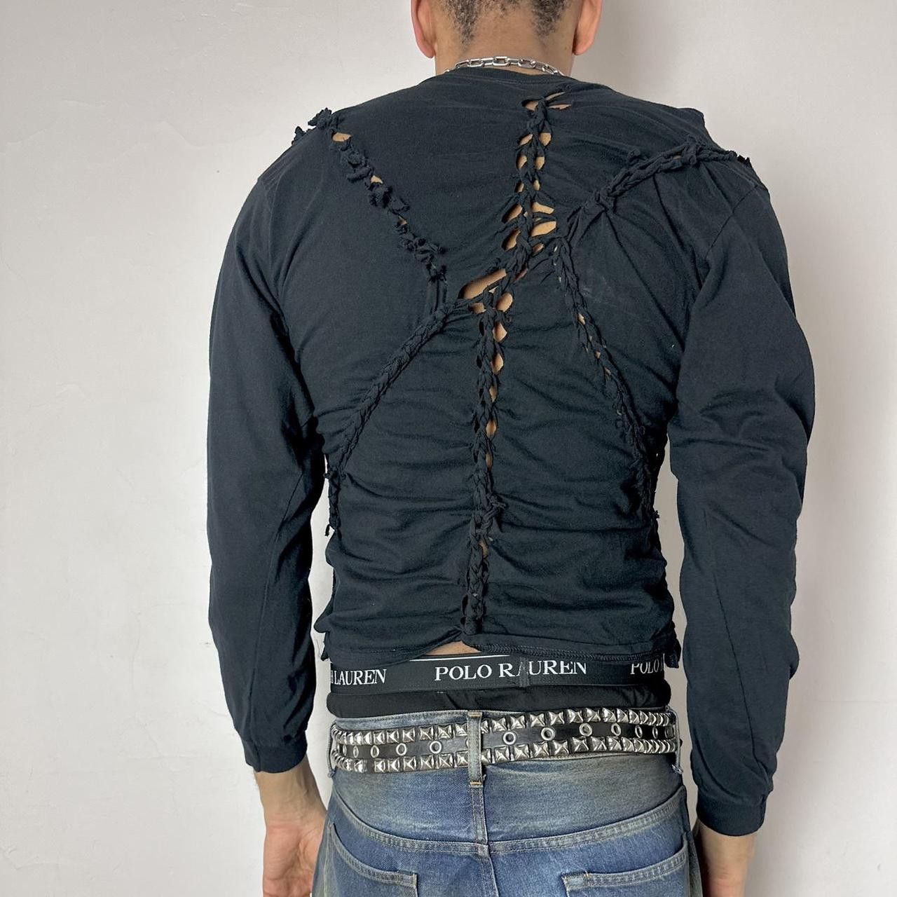 Gildan ASTROBOI* 'Svart' Black Braided Long Sleeve T-shirt - Large Size US L / EU 52-54 / 3 - 4 Thumbnail