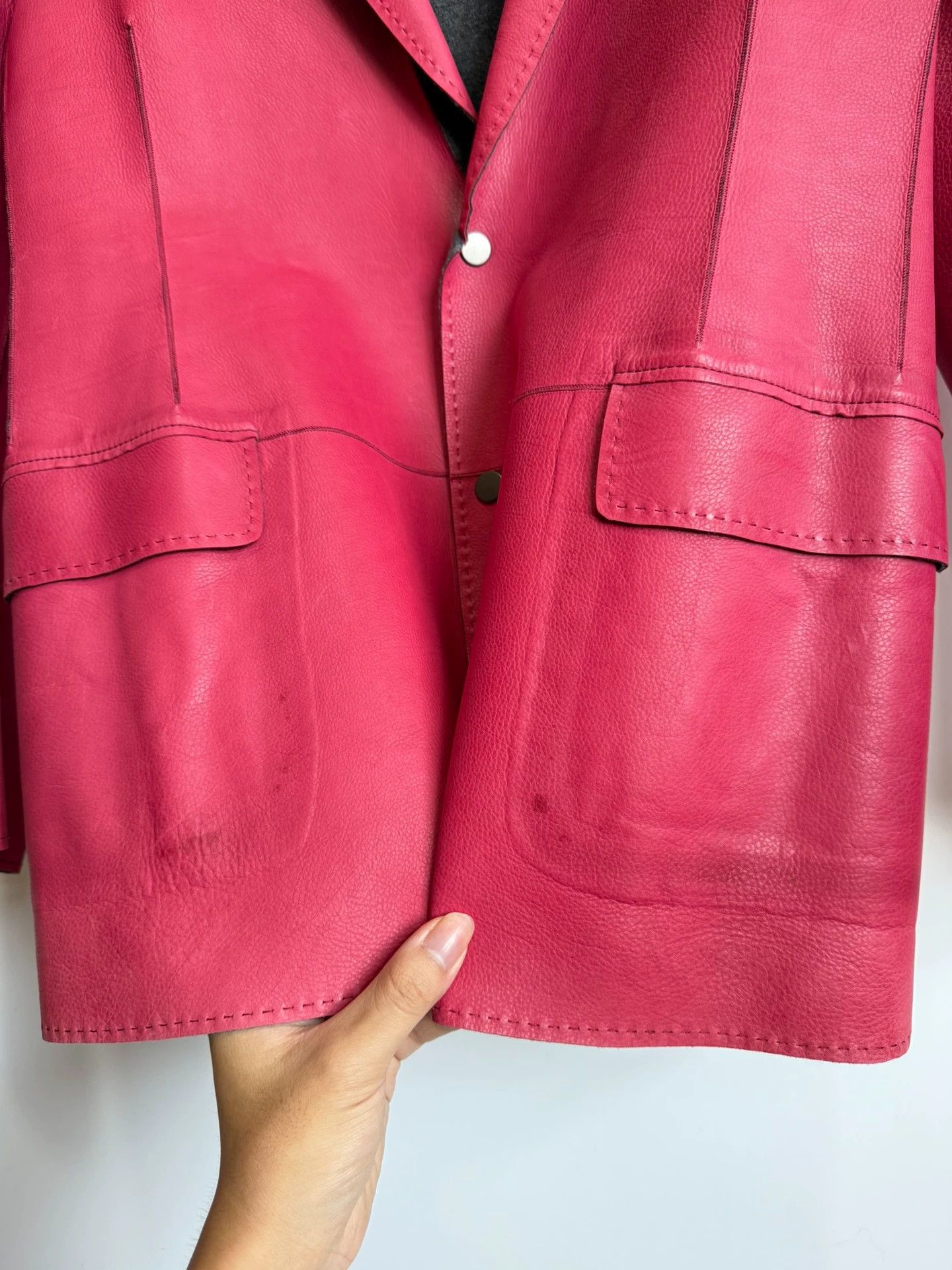 Lanvin Lanvin Red Leather Suit Jacket 50 Size US M / EU 48-50 / 2 - 6 Thumbnail