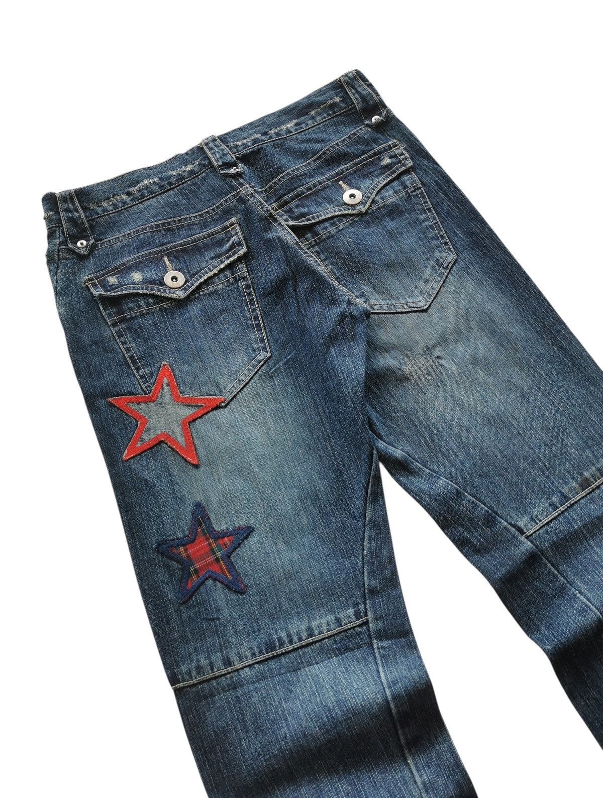 Kapital Distressed denim jeans with star patches Size US 30 / EU 46 - 2 Thumbnail
