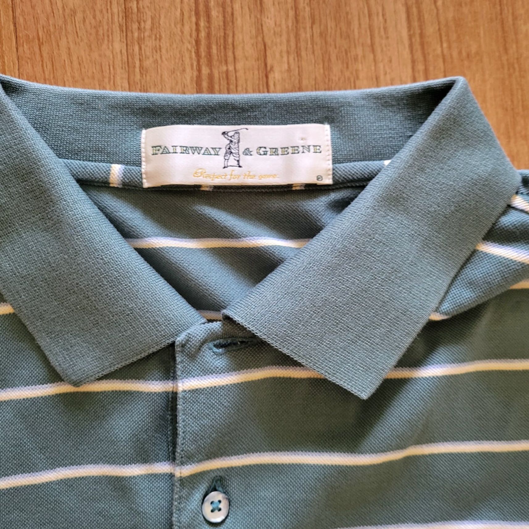 Vintage VINTAGE? No — Fairway & Greene Polo Shirt Mens L Green White Striped, Fairway Sol Aruba, Golf Size US L / EU 52-54 / 3 - 5 Thumbnail