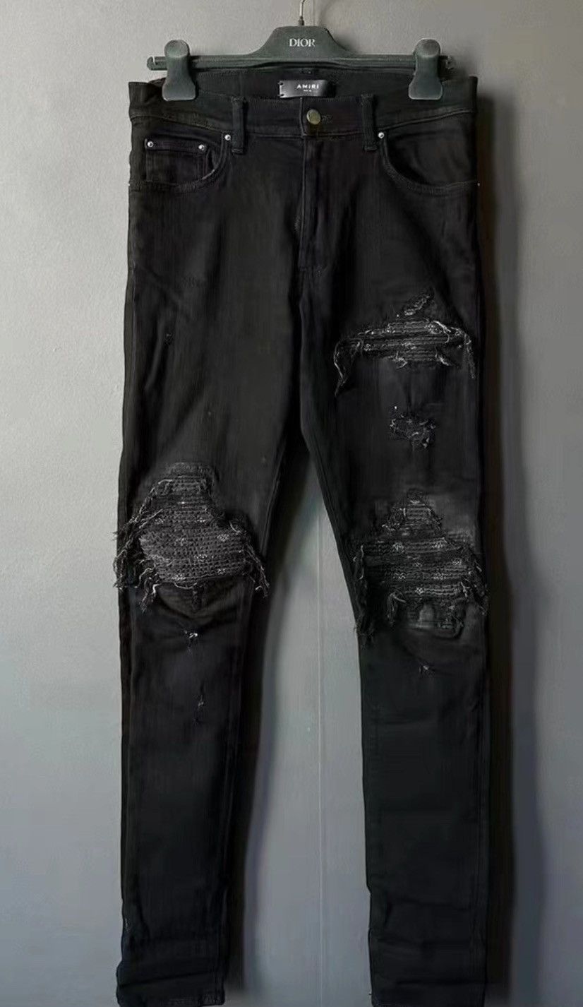 image of Amiri Cashew Flower Jeans in Black, Men's (Size 32)