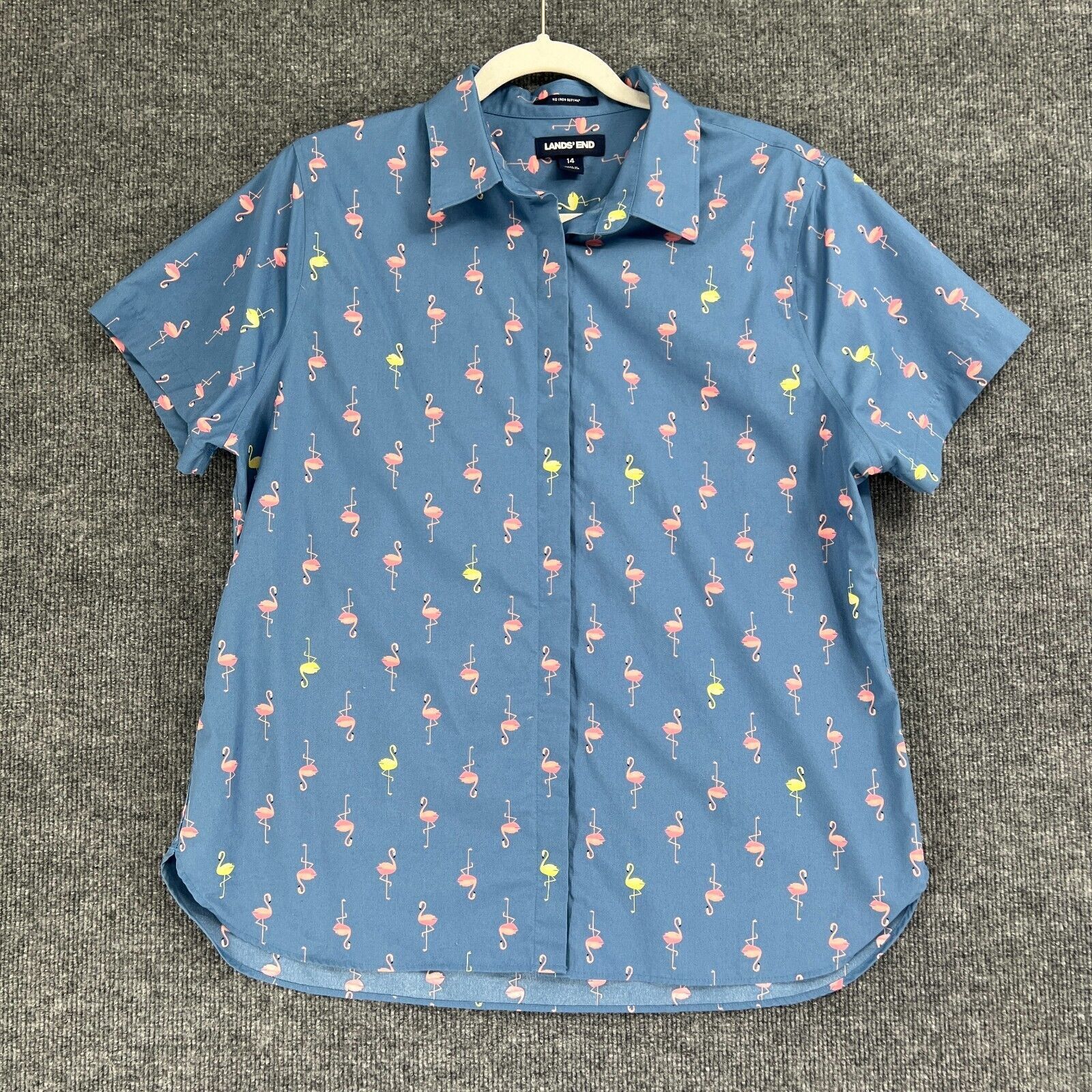 Lands' End Lands End No Iron Supima Short Sleeve Shirt Flamingo Size 14 Size XL / US 12-14 / IT 48-50 - 1 Thumbnail