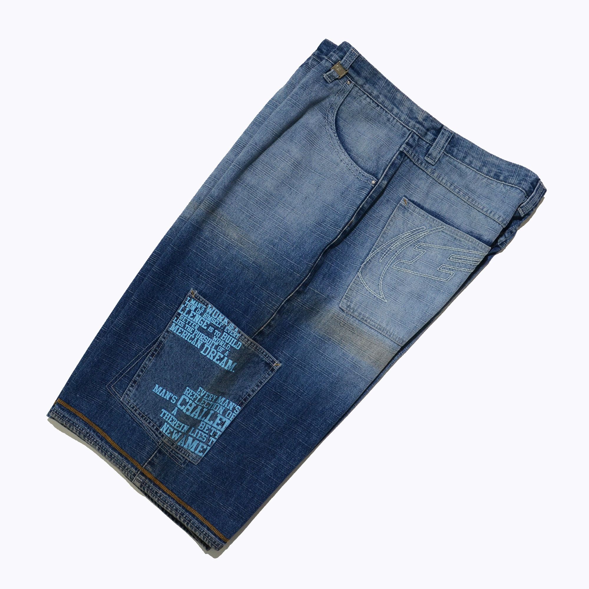 Phat Farm [Folding Color Defects] PF Denim Shorts 90s Streetwear Size US 36 / EU 52 - 3 Thumbnail