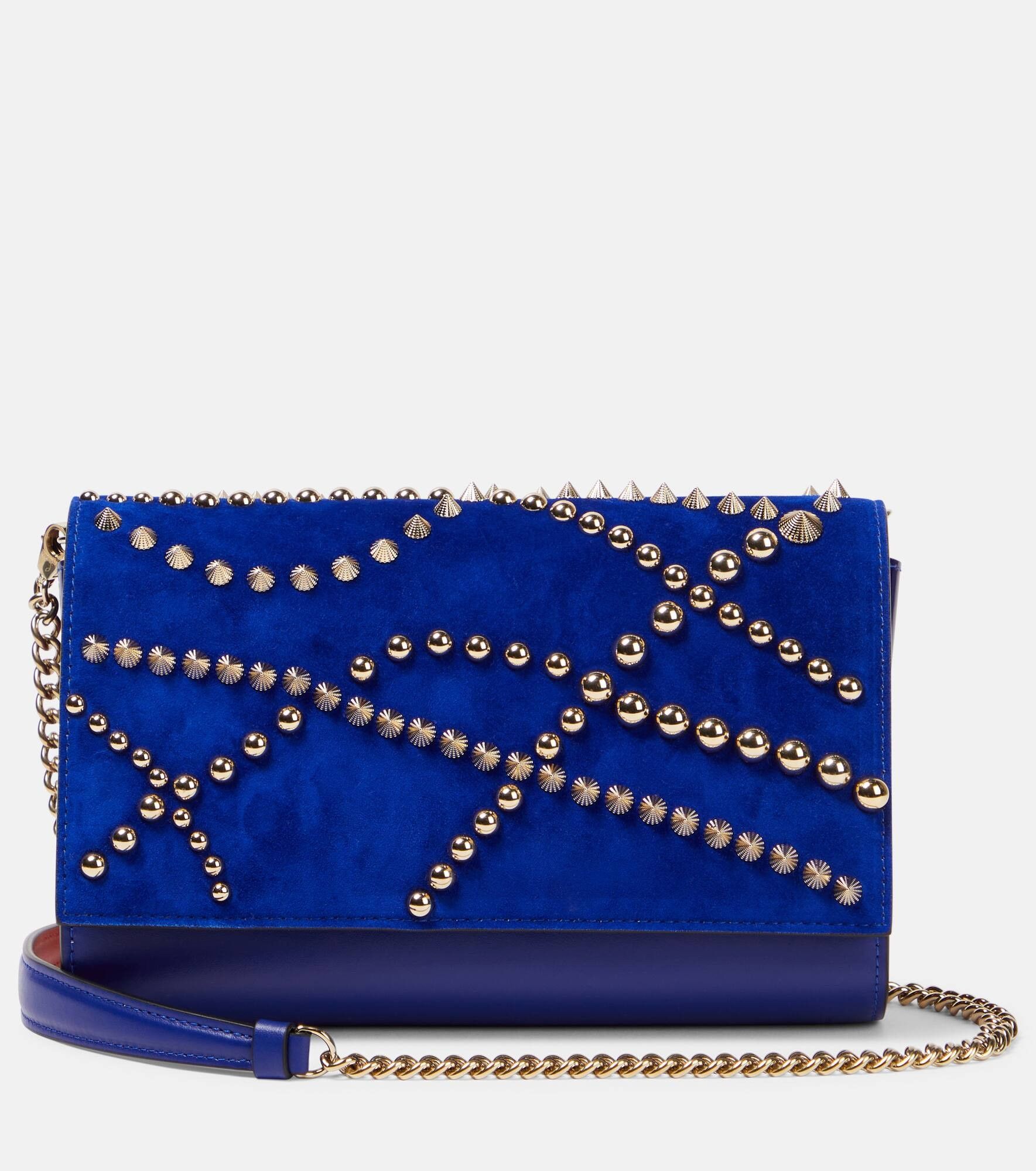 Christian Louboutin o1s1wg110125 Size:OS /Suede And Leather Clutch in Blue Size ONE SIZE - 1 Thumbnail