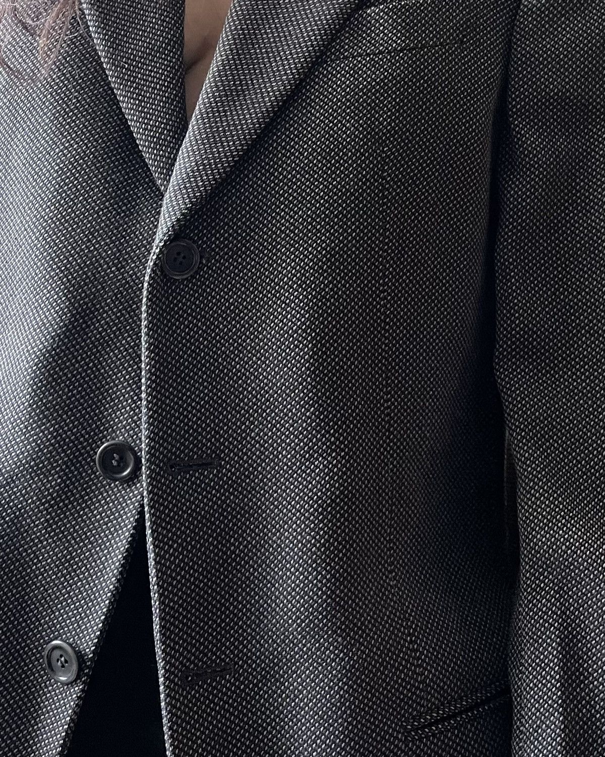 Armani Collezioni Vintage Armani Dark Gray Wool Blazer Size L / US 10 / IT 46 - 2 Thumbnail