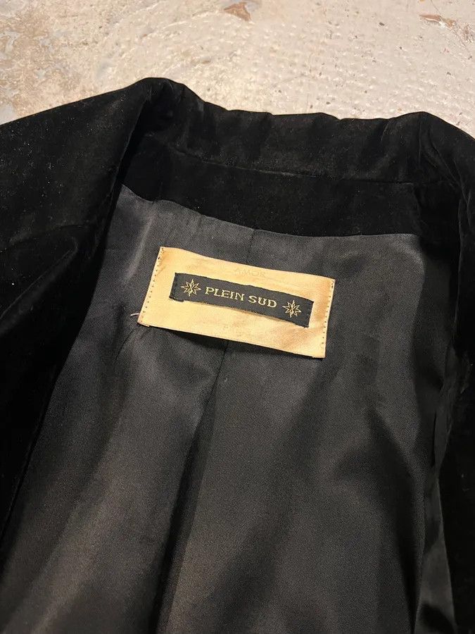 Vintage Plein Sud Black Velvet Contrast Stitch Coat Size L / US 10 / IT 46 - 9 Thumbnail