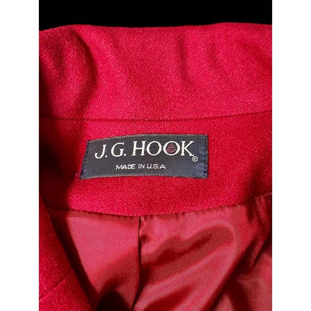 Vintage Red Wool Chesterfield Coat w Scarf-JG Hook-Sz 14-Long-Winter Size XL / US 12-14 / IT 48-50 - 5 Thumbnail