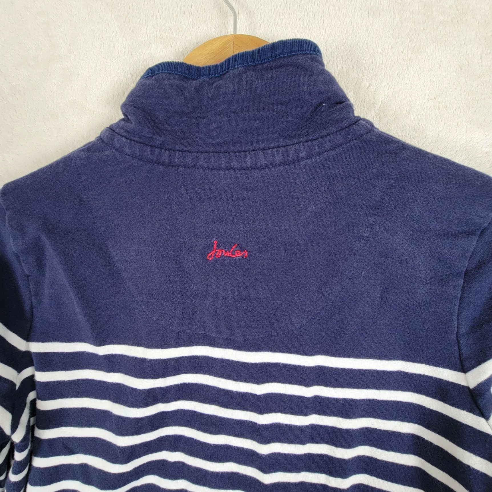 Vintage Joules Sweatshirt Striped Mock Neck Navy Blue Pullover 6 Women Regular Size Comfort Breathable Stretch Size M / US 6-8 / IT 42-44 - 4 Thumbnail