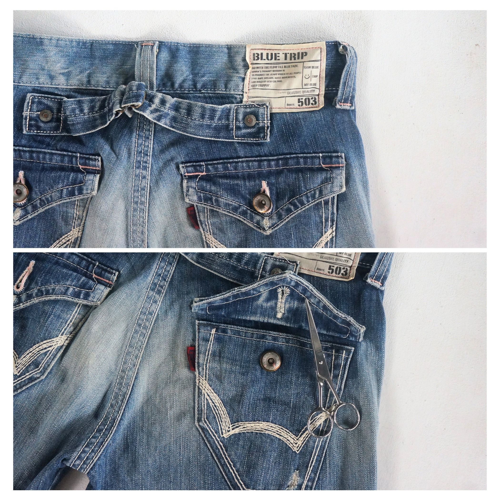 Edwin Edwin 503 Blue Trip Cinch Back Low Rise Flare Jeans Size 30" / US 8 / IT 44 - 6 Thumbnail