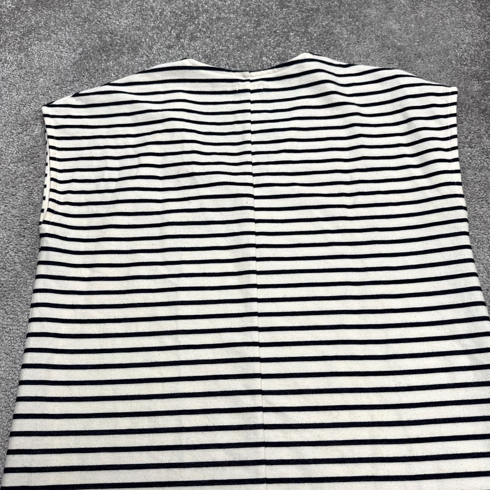 J.Crew J.Crew Striped Sleeveless V-Neck Midi Shift Dress Womens Small Navy Blue White Size S / US 4 / IT 40 - 4 Thumbnail