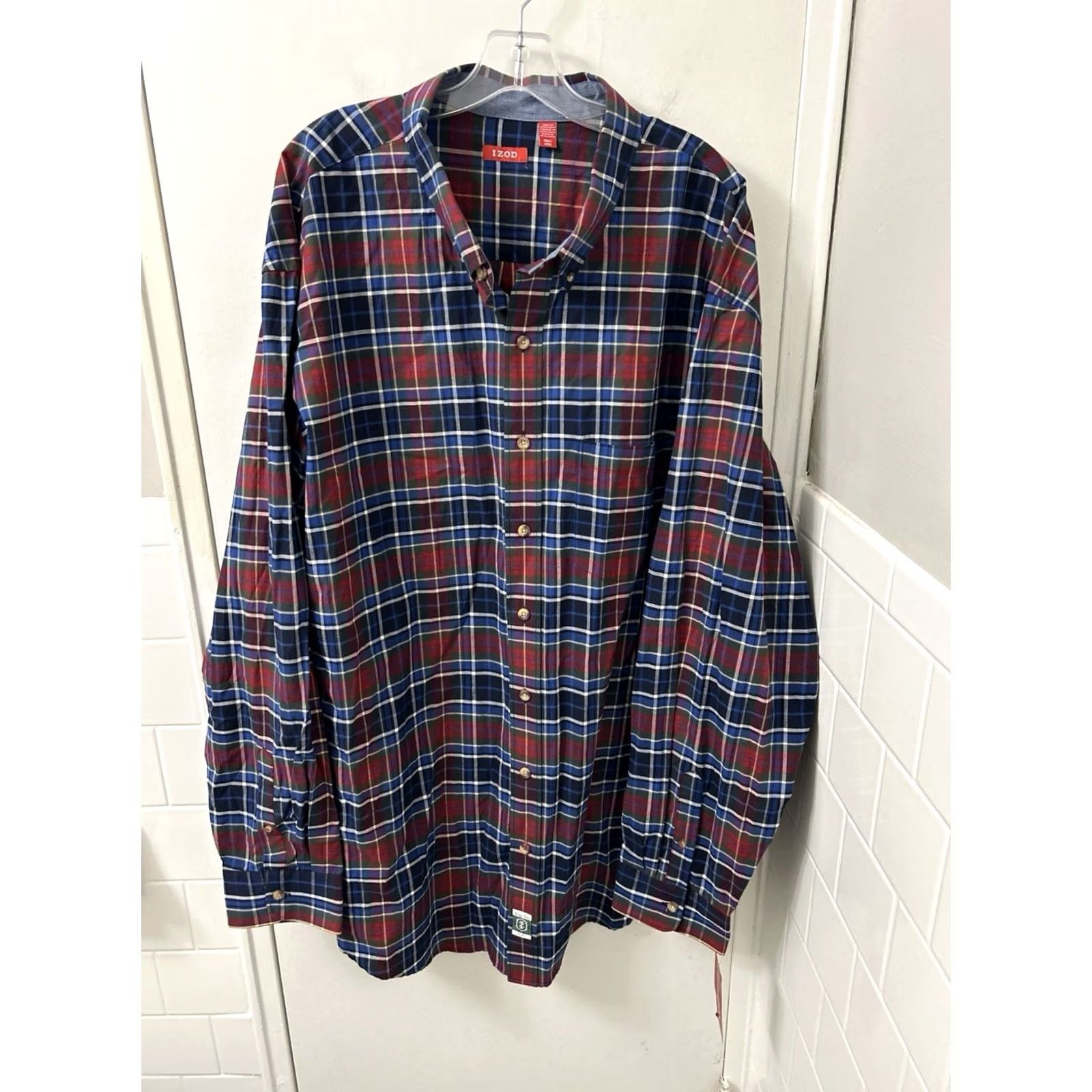 Izod IZOD Shirt Mens 3XL Midnight Blue Heritage Tartan Plaid Button Down L/S NWT Size US XXL / EU 58 / 5 - 2 Thumbnail