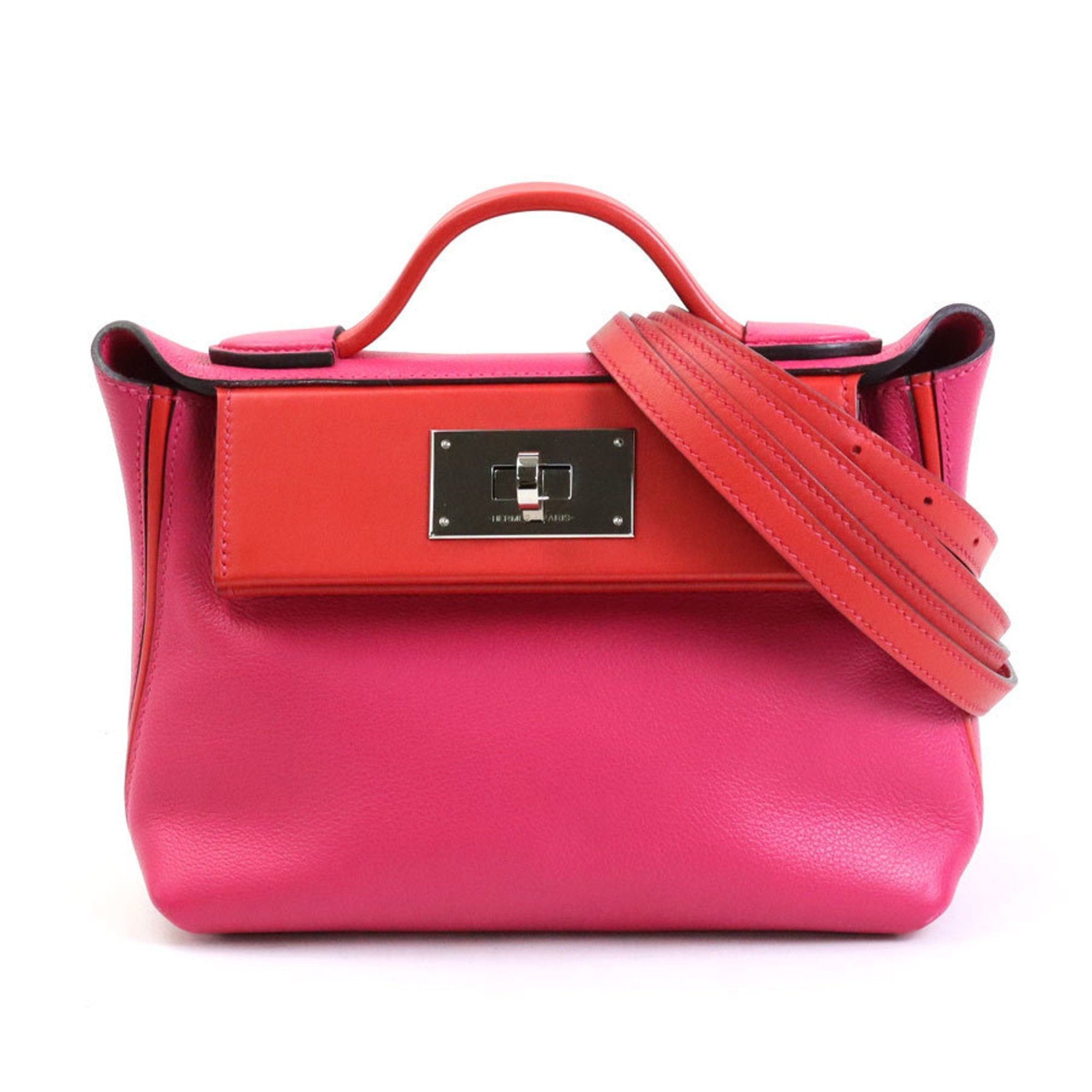 image of Hermes Handbag Crossbody Shoulder Bag Van Quatre 24/24 Mini Evercolor/vaux Swift Rose Mexico X Roug
