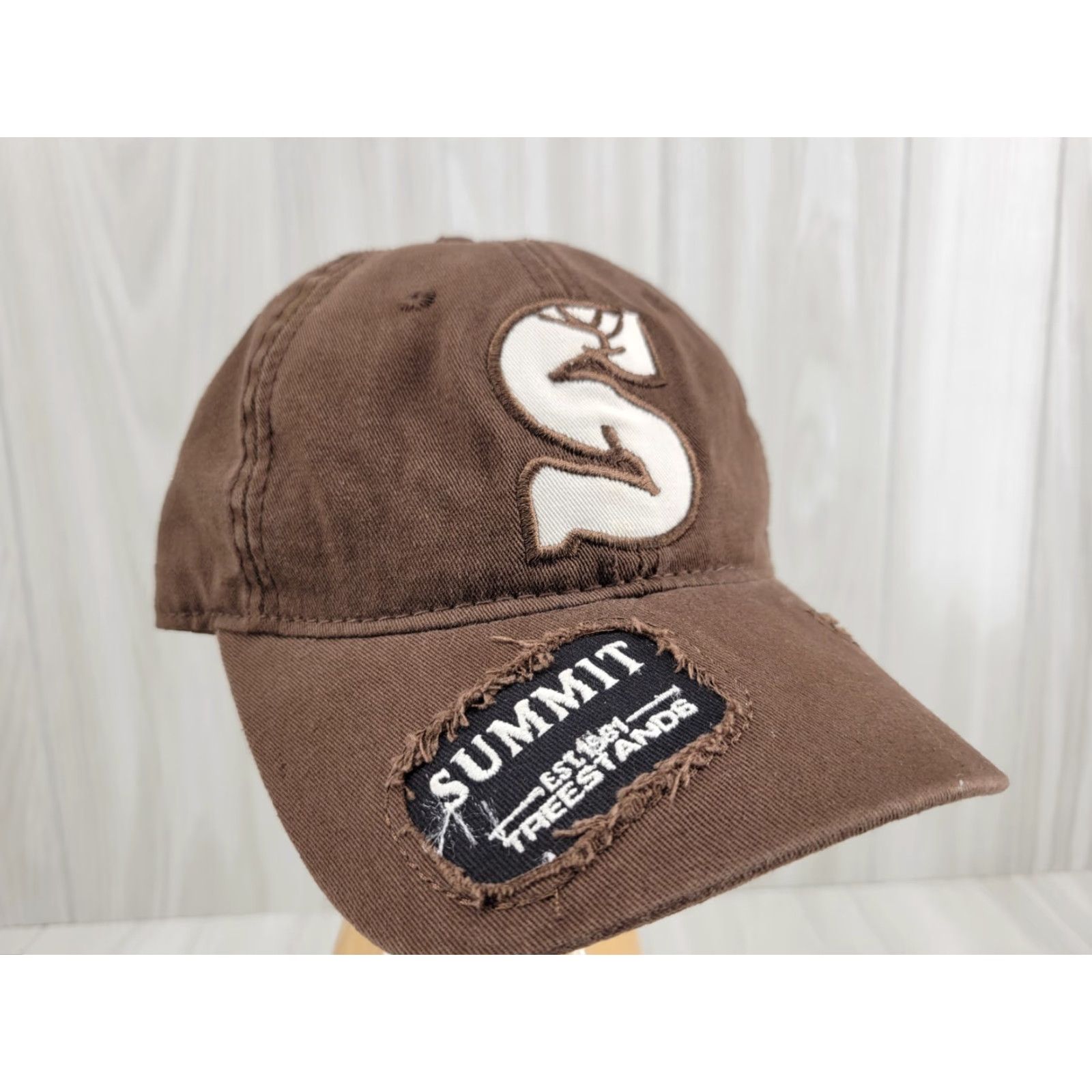 Vintage SUMMIT HUNTING TREESTAND Brown Trucker Hat Strapback Cap Logo Adjustable Men USA Deer Hunting Cap Size ONE SIZE - 3 Thumbnail