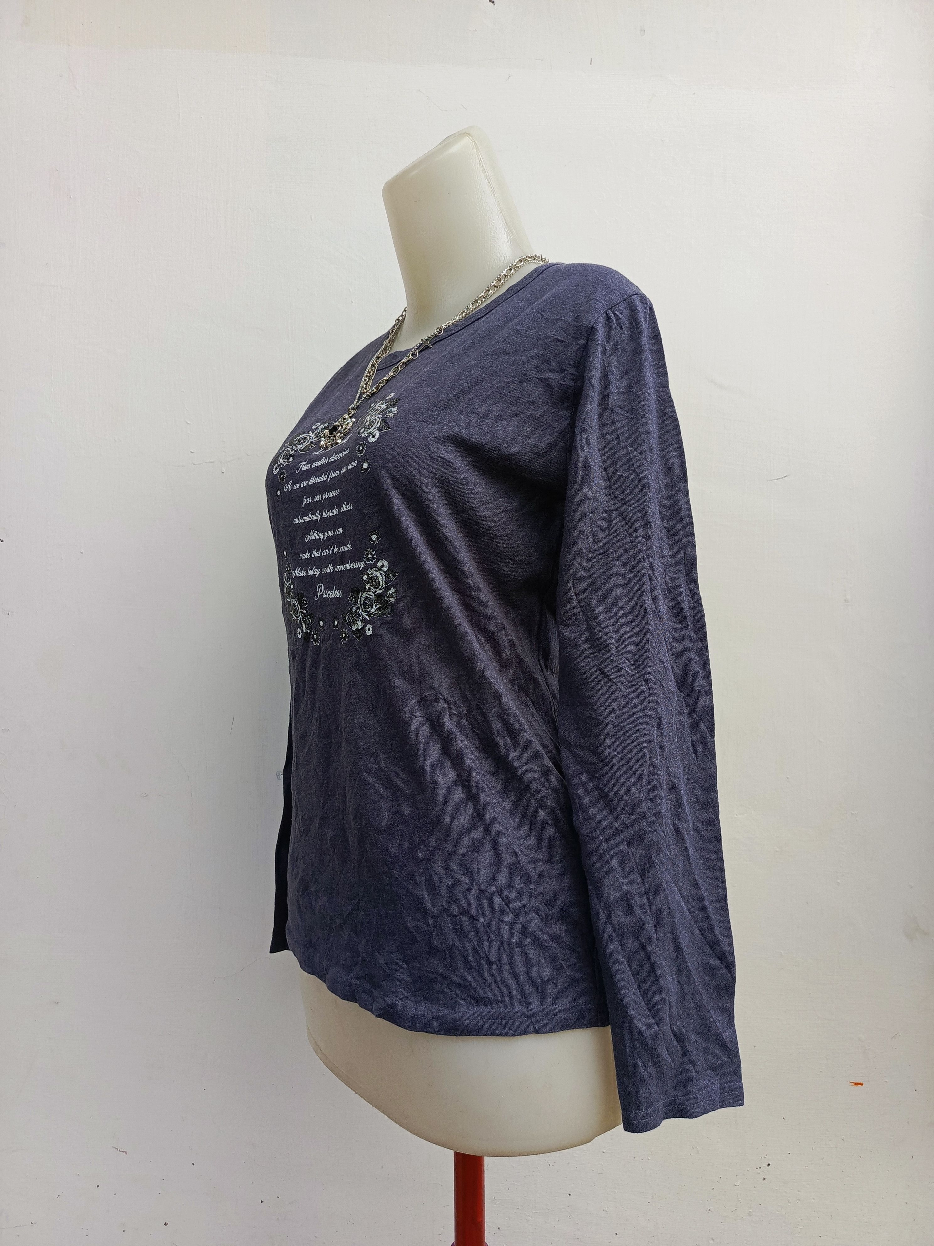 Japanese Brand Vardaoh Y2K McBling Glitter Text Long Sleeve Shirt Size M / US 6-8 / IT 42-44 - 5 Thumbnail