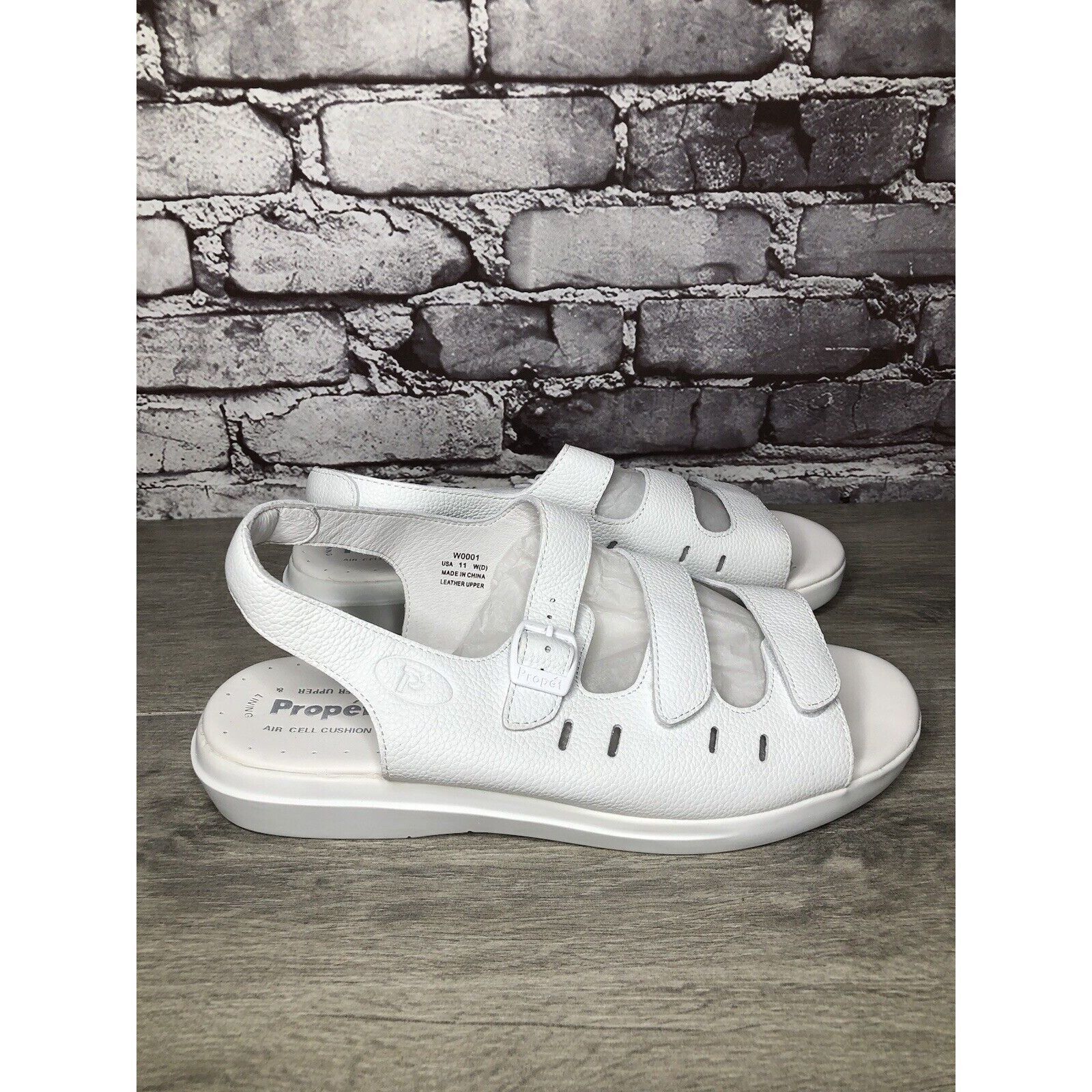 Other Propet Cell Cushion White Leather Triple Strap Wedge Sandals Size US 11 / IT 41 - 9 Thumbnail