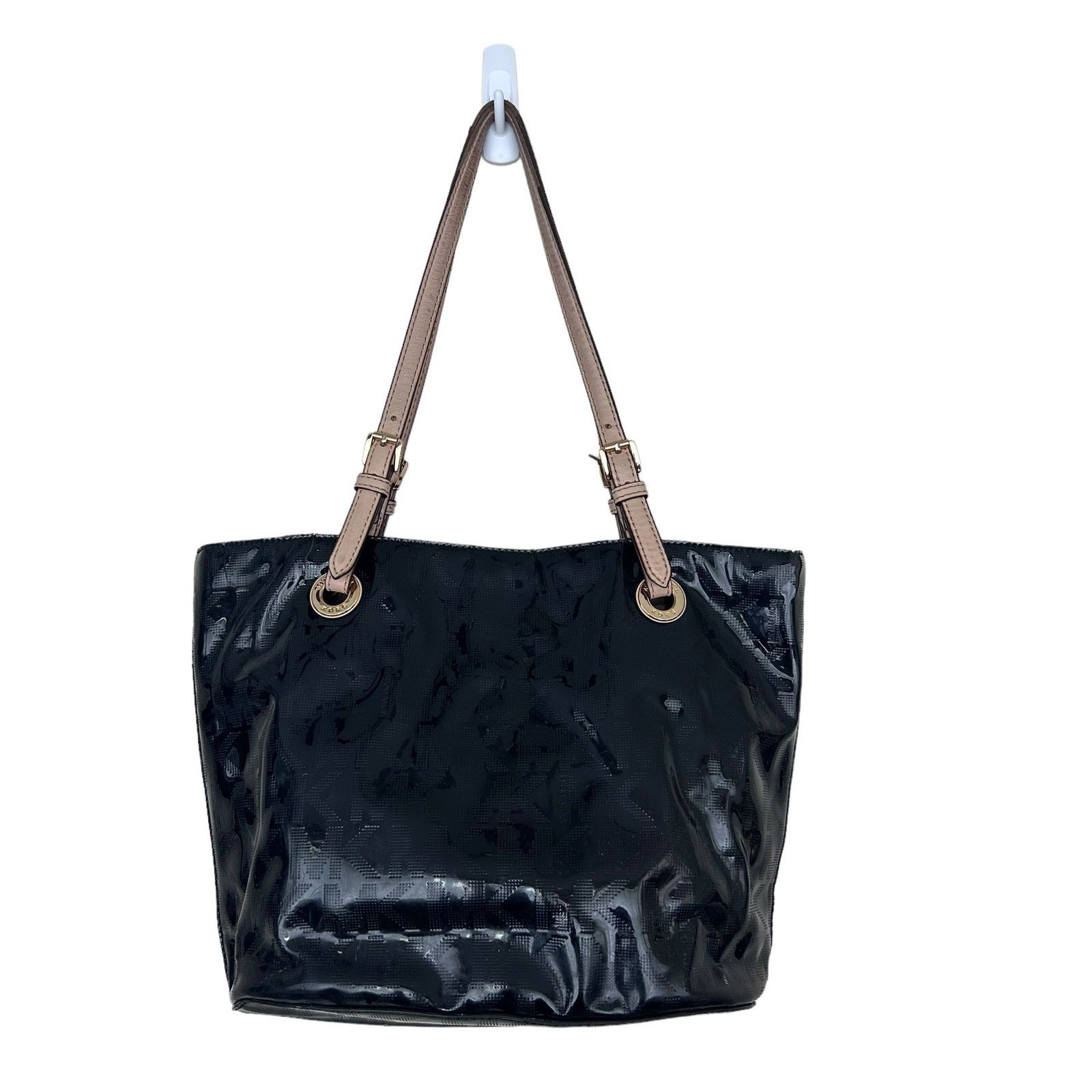 Michael Kors Black Jet Set Patent Leather Tote Shoulder Bag, Women's