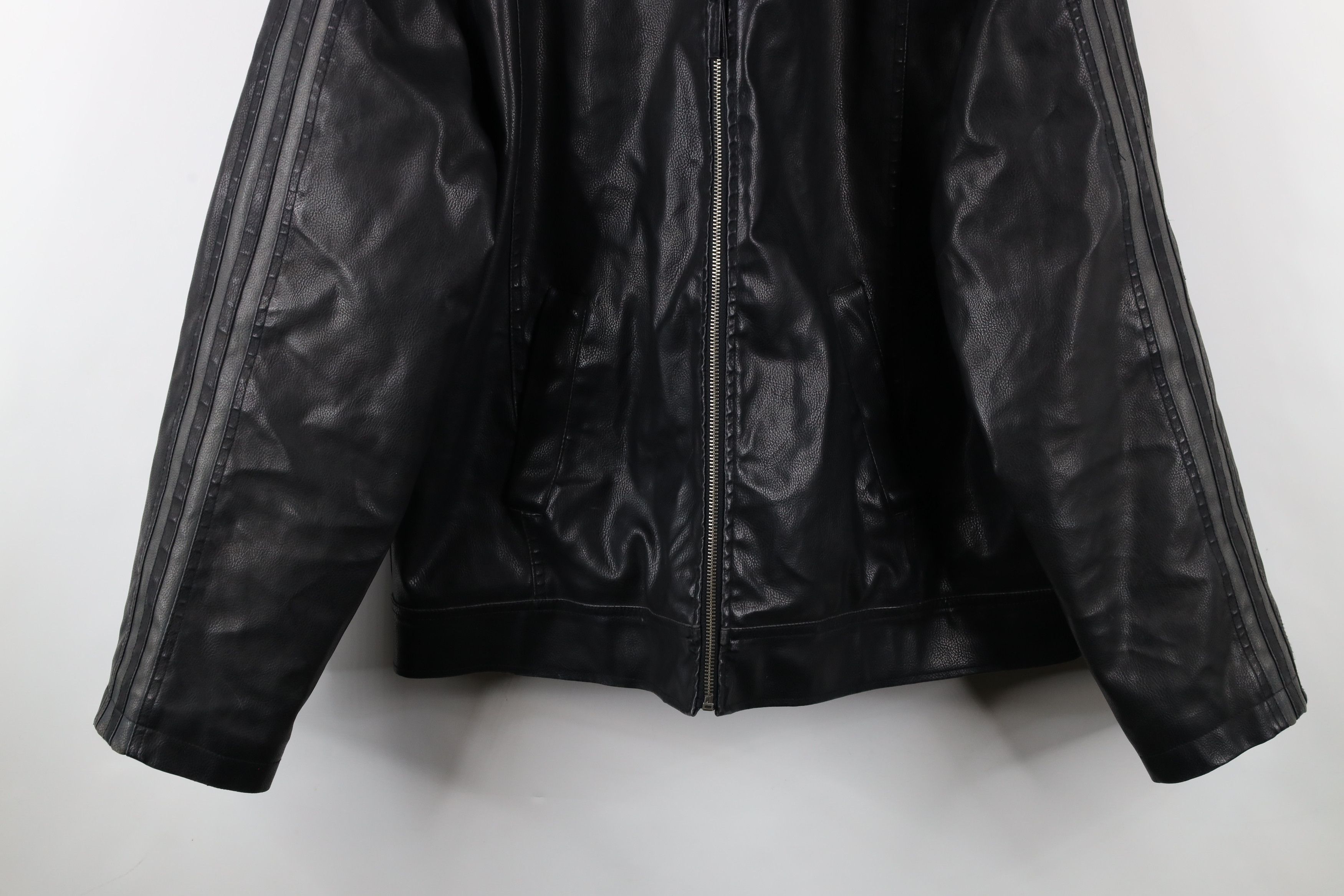 Vintage Vintage 90s Streetwear Hooded Faux Leather Moto Jacket Size US XL / EU 56 / 4 - 3 Thumbnail