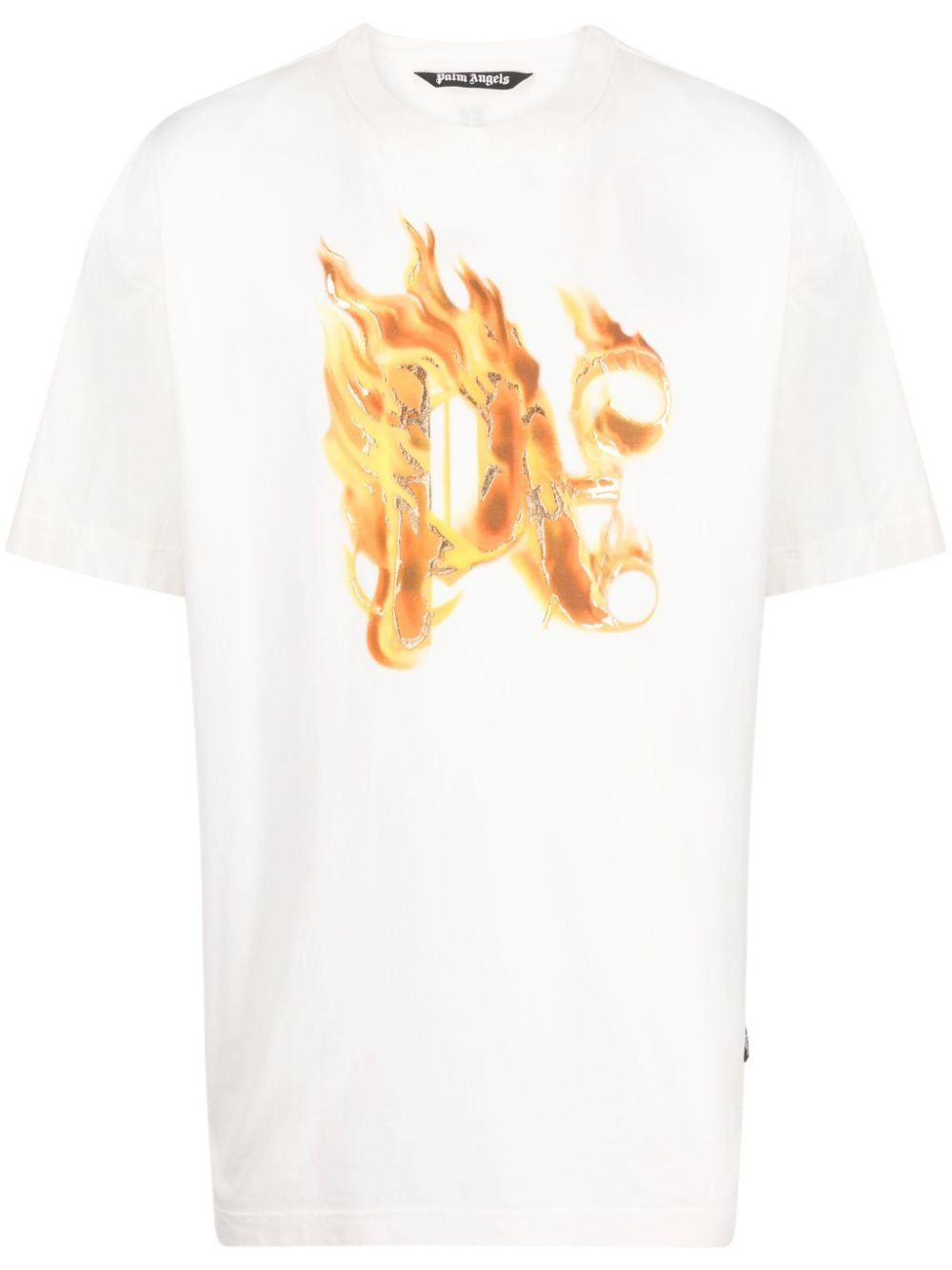 Palm Angels o1s22i1n1224 Burning Monogram T-Shirt in White Size US M / EU 48-50 / 2 - 1 Thumbnail