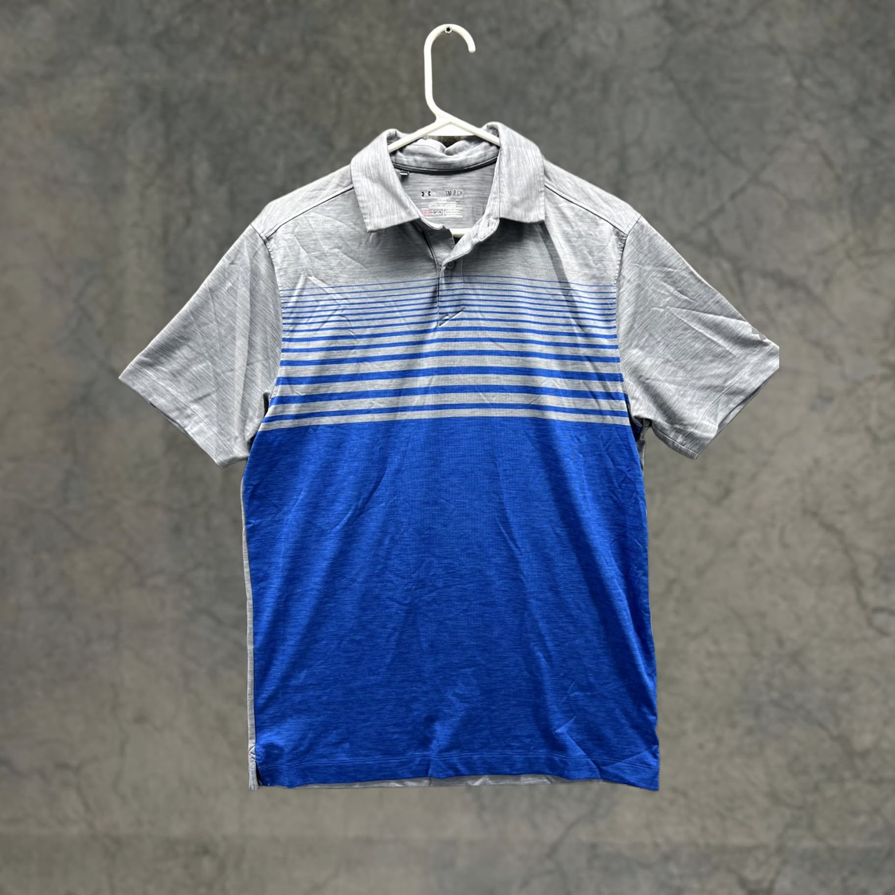 Under Armour Under Armour HeatGear Polo Shirt Mens Small Blue Stripe Golf Performance Size US S / EU 44-46 / 1 - 1 Thumbnail