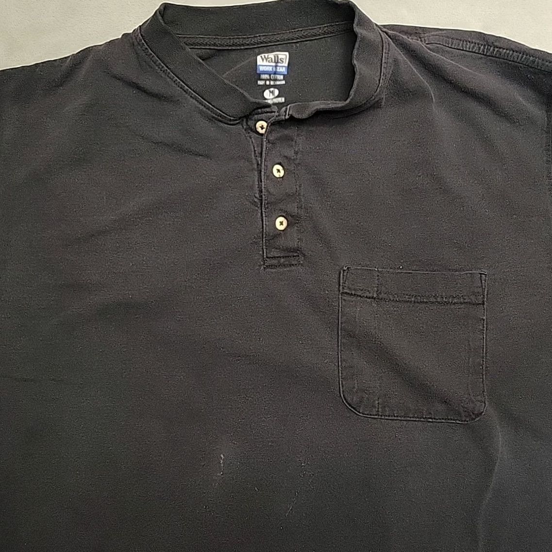 Walls Walls Shirt Mens XL Black Henley Long Sleeve Pullover Work Casual Workwear Size US XL / EU 56 / 4 - 3 Thumbnail